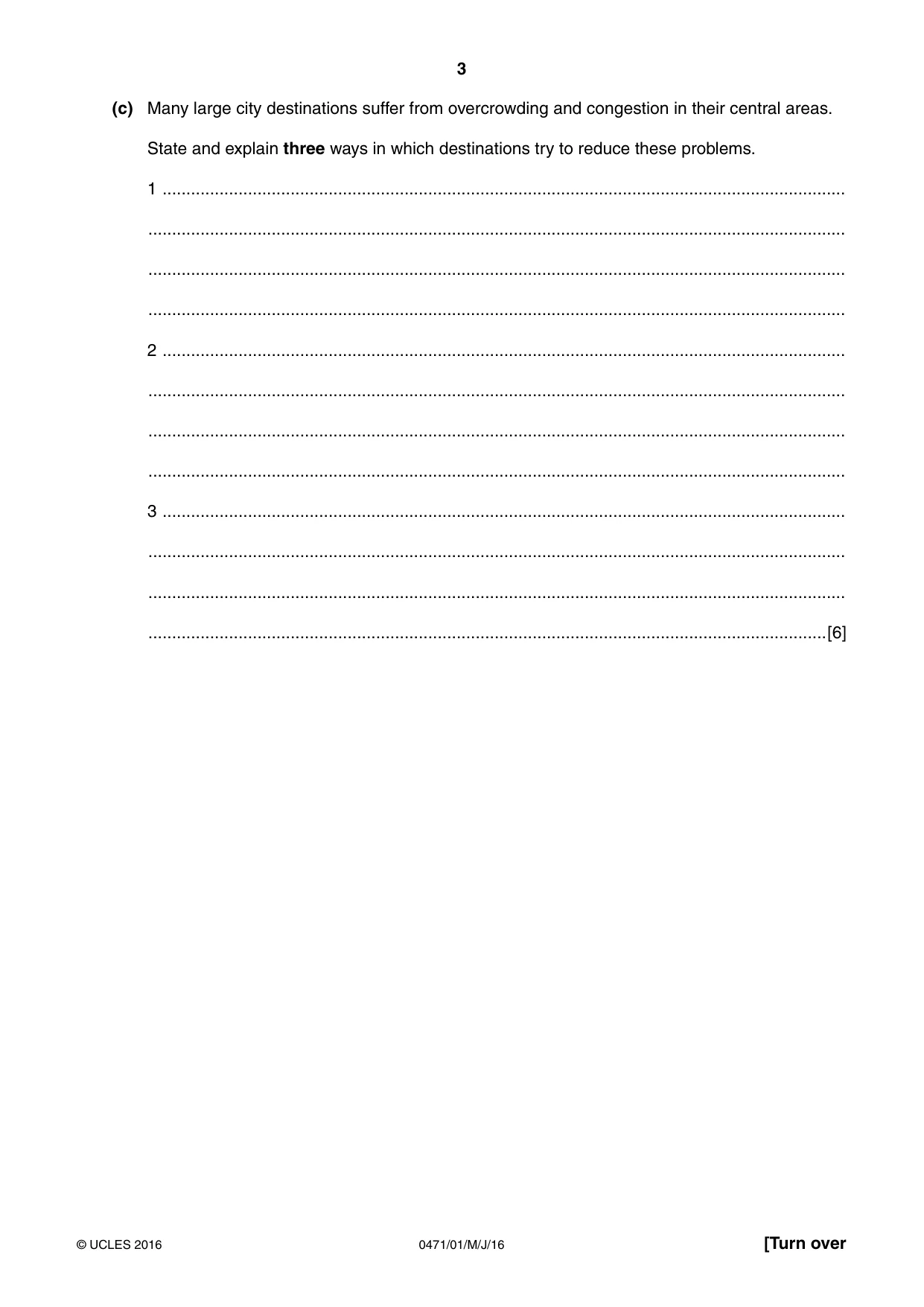 Cambridge IGCSE Travel and Tourism 0471 2016 May/June Paper 1 · Variant 0 question paper, page 3 of 16