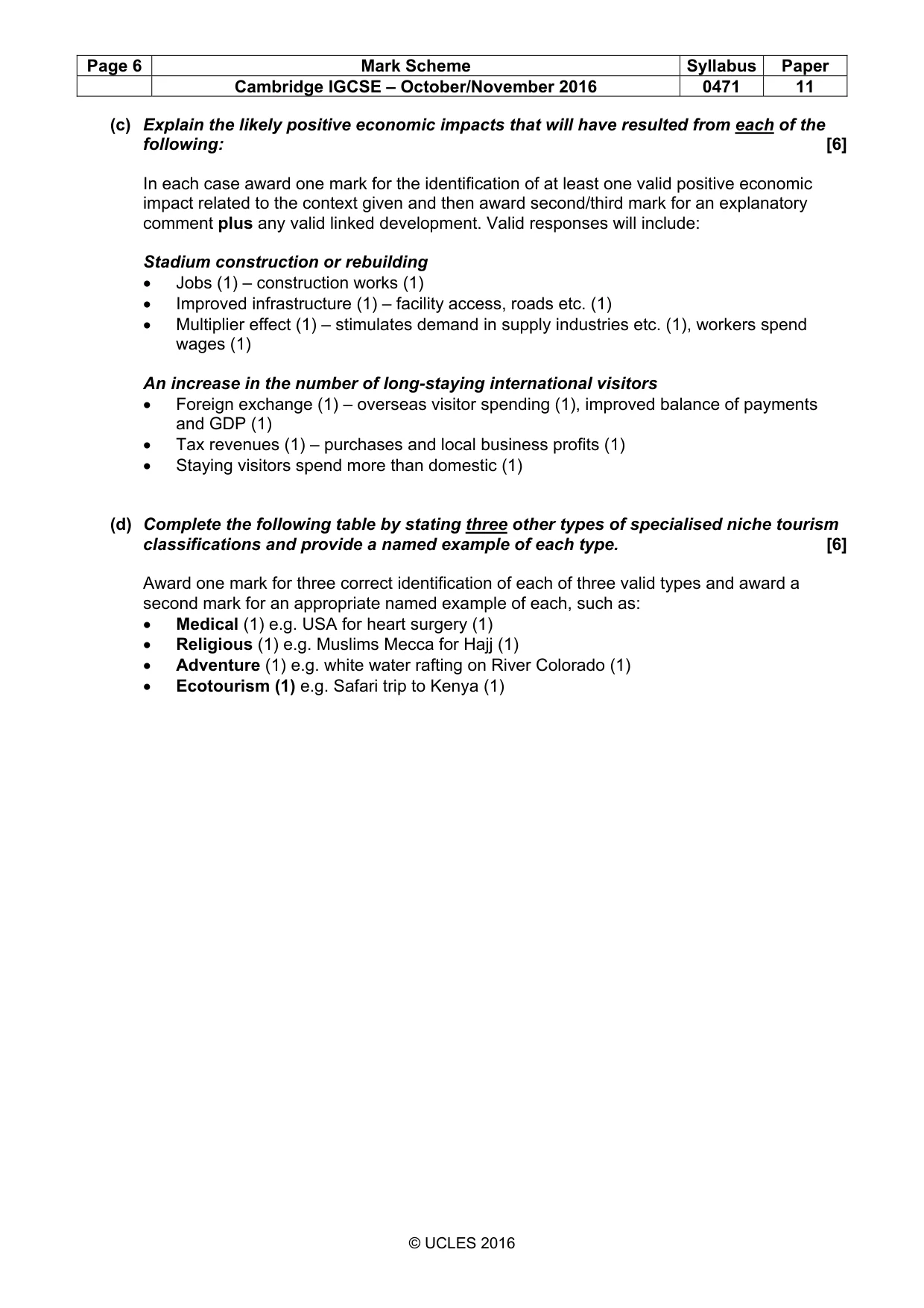 Mark scheme, page 6 of 9