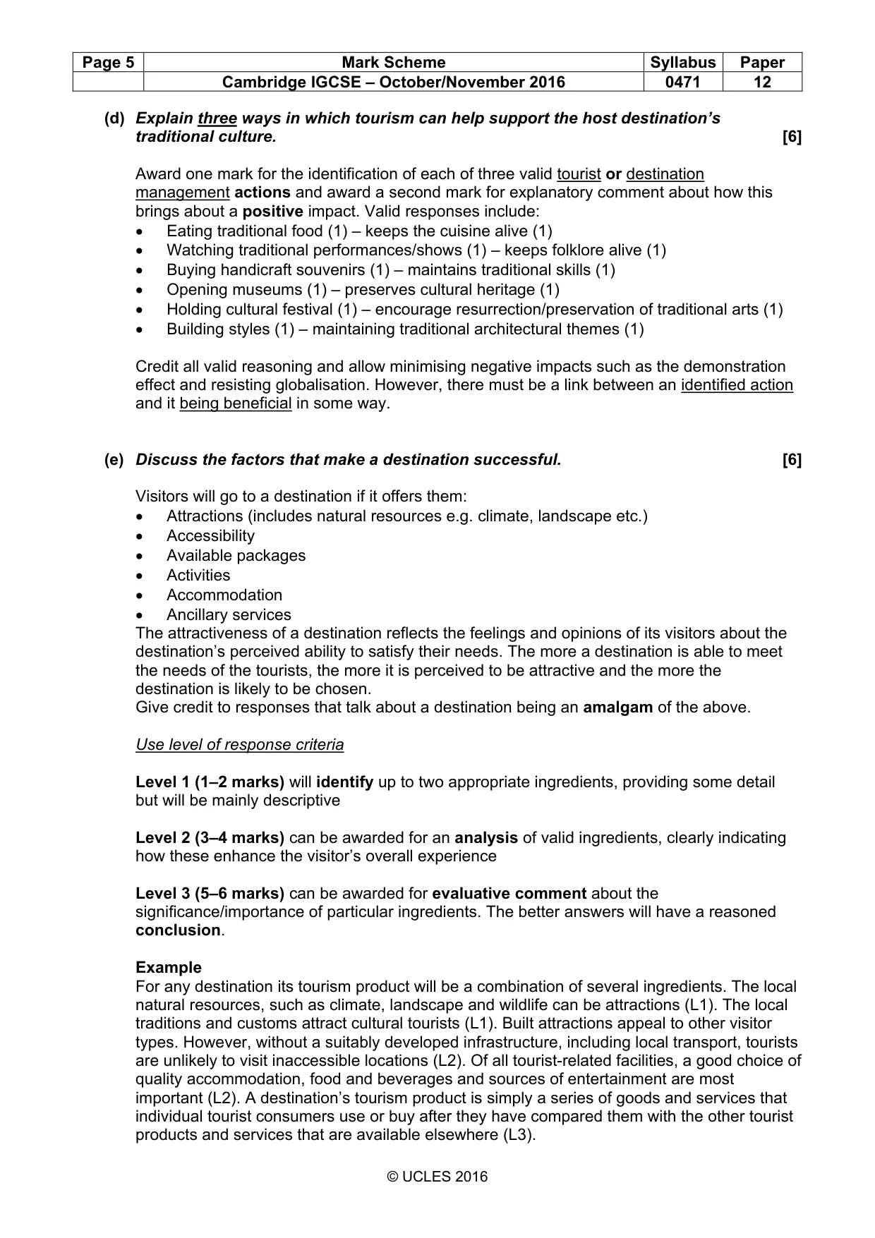Mark scheme, page 5 of 10
