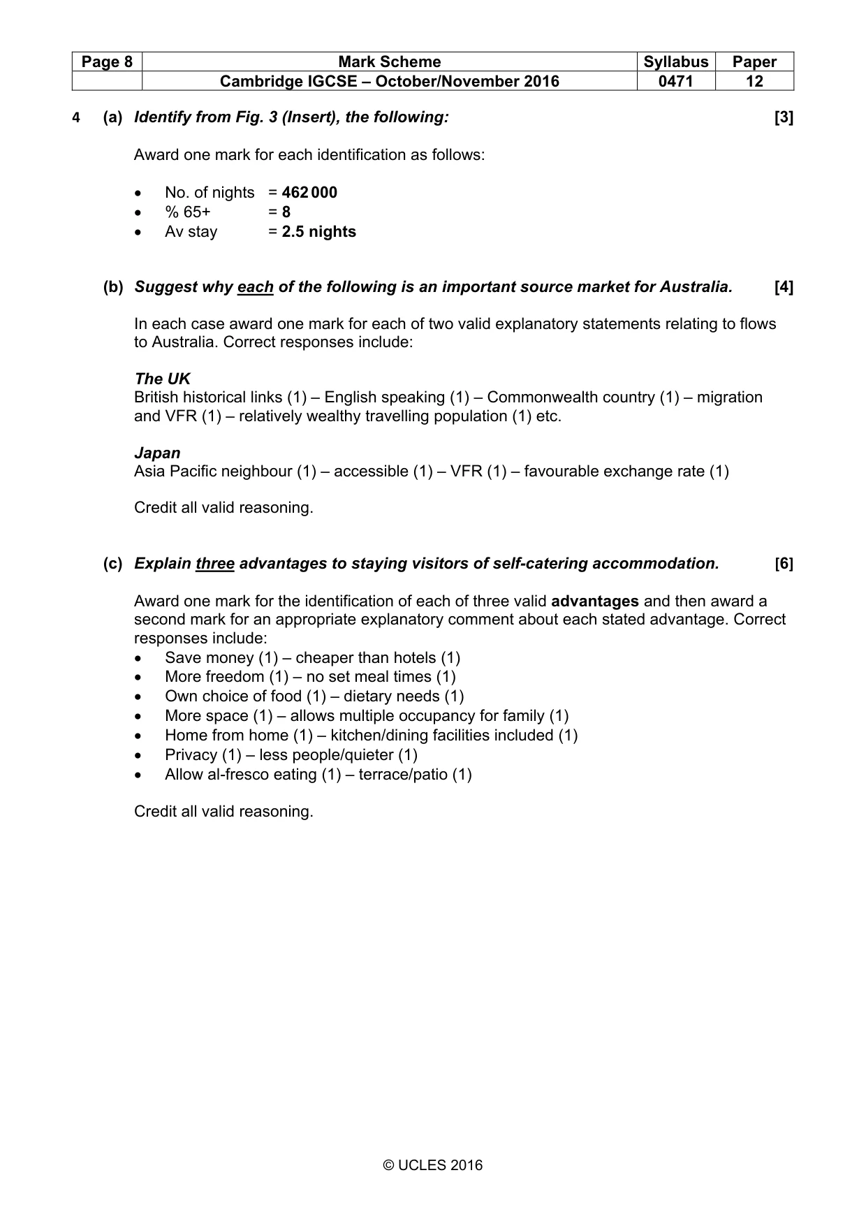 Mark scheme, page 8 of 10