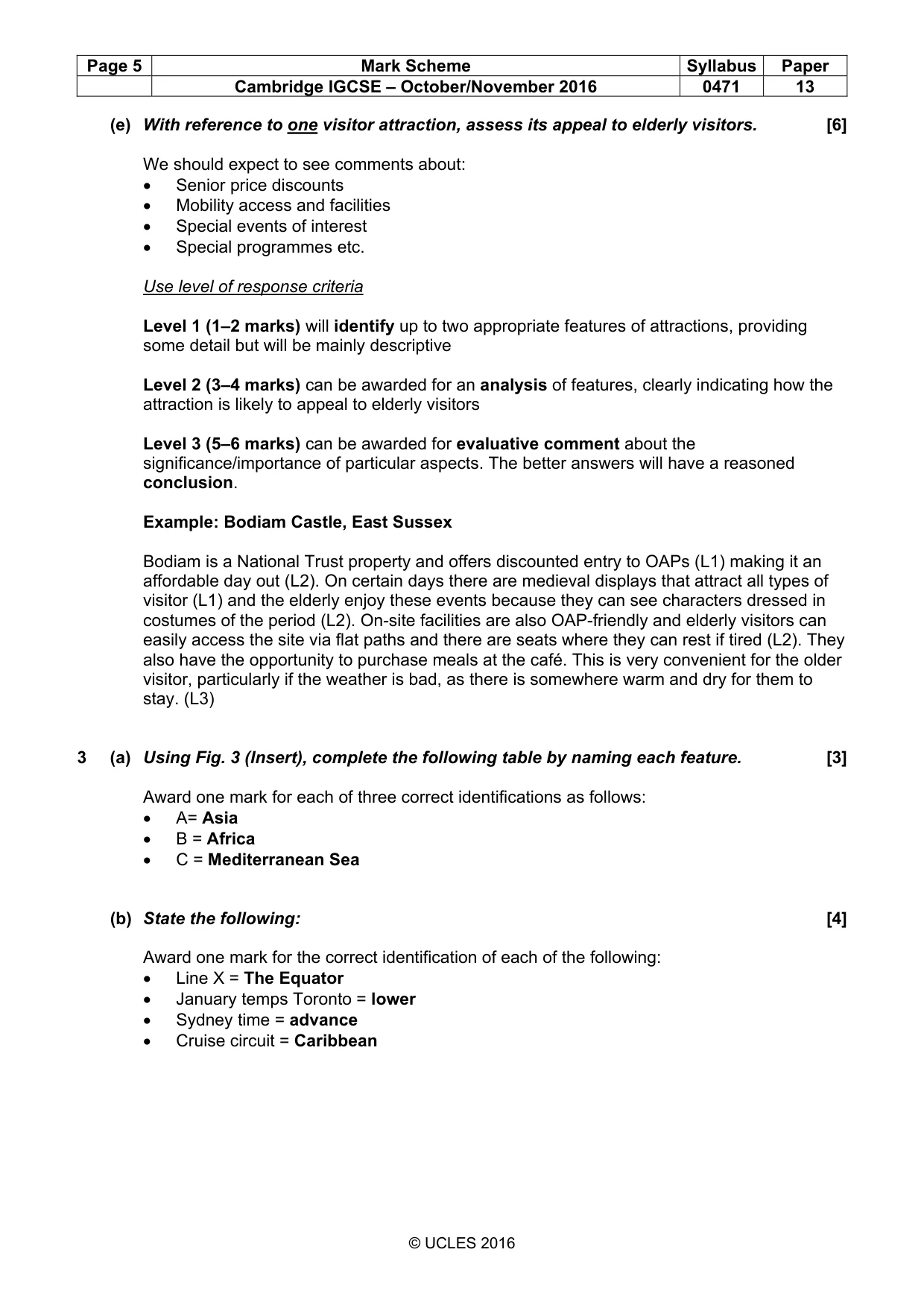 Mark scheme, page 5 of 9