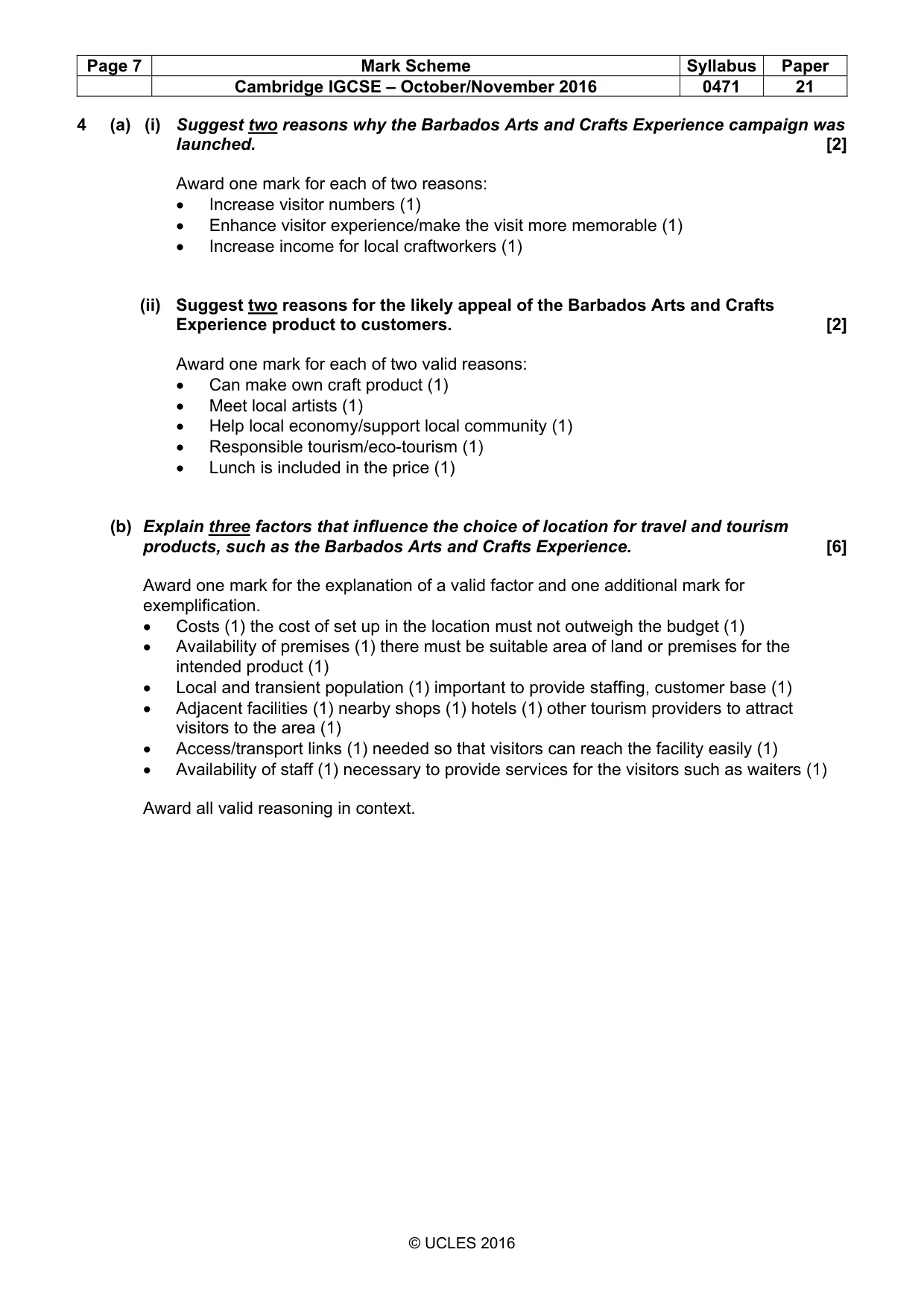 Mark scheme, page 7 of 8