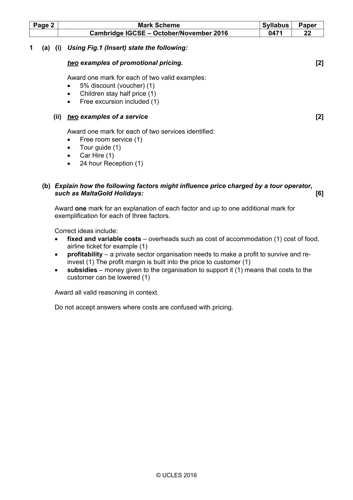 Mark scheme, page 2 of 9