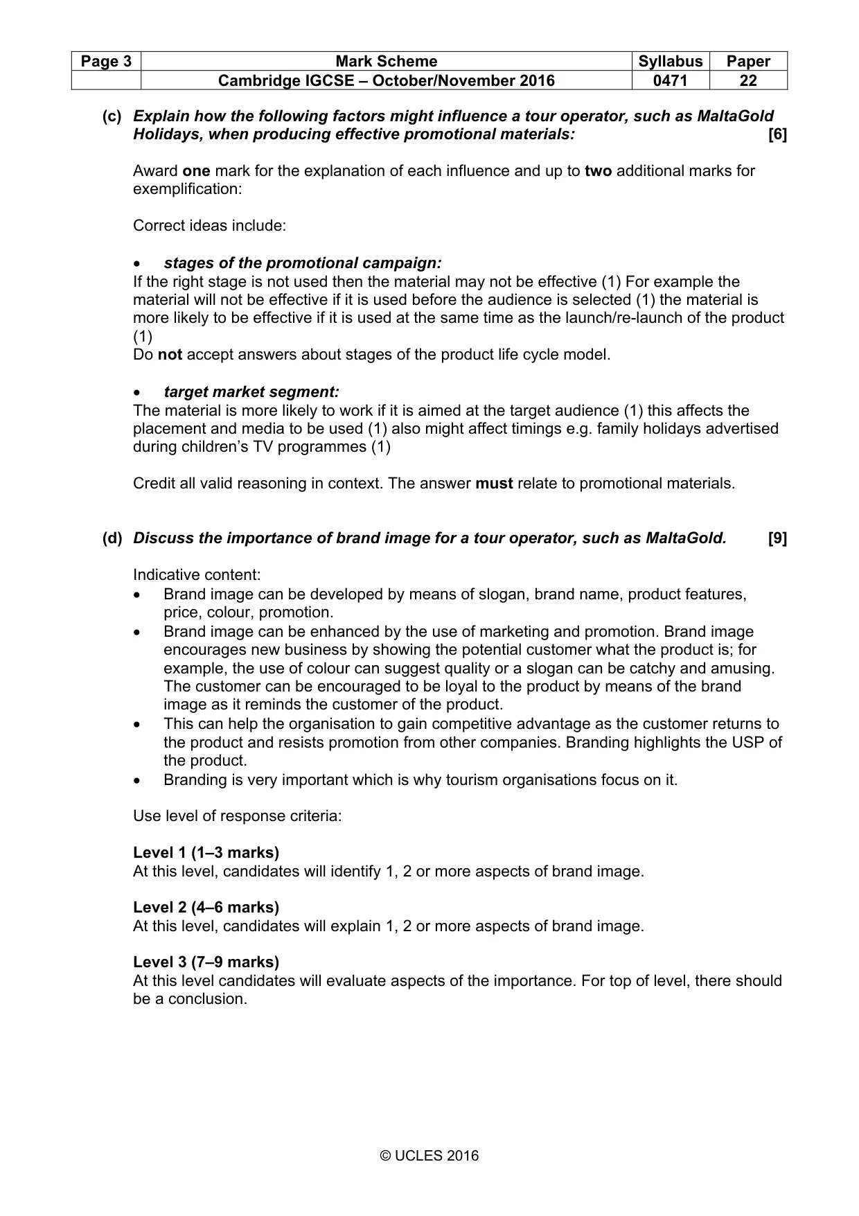 Mark scheme, page 3 of 9