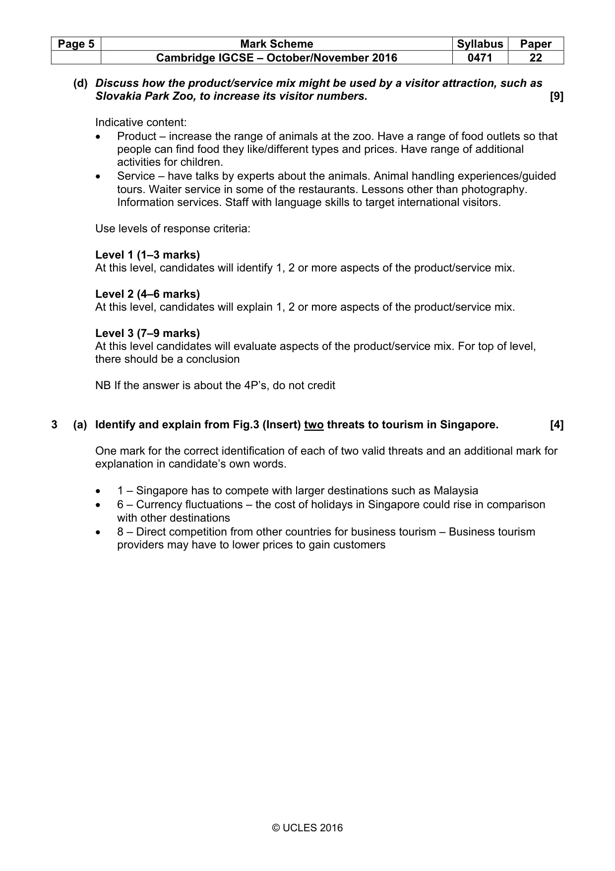 Mark scheme, page 5 of 9