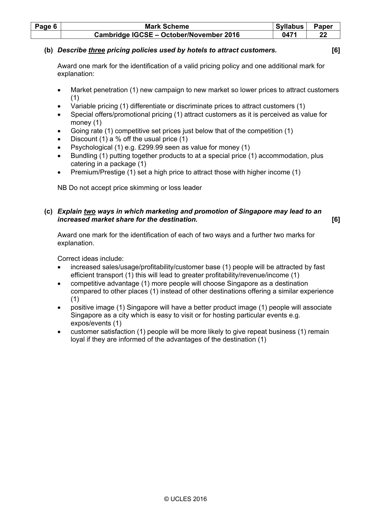 Mark scheme, page 6 of 9