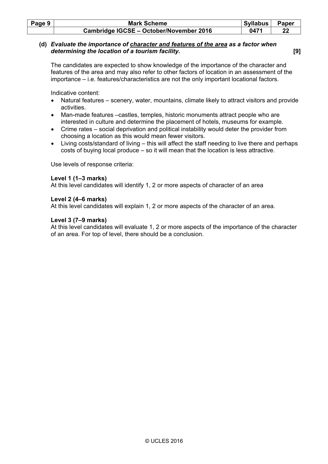 Mark scheme, page 9 of 9