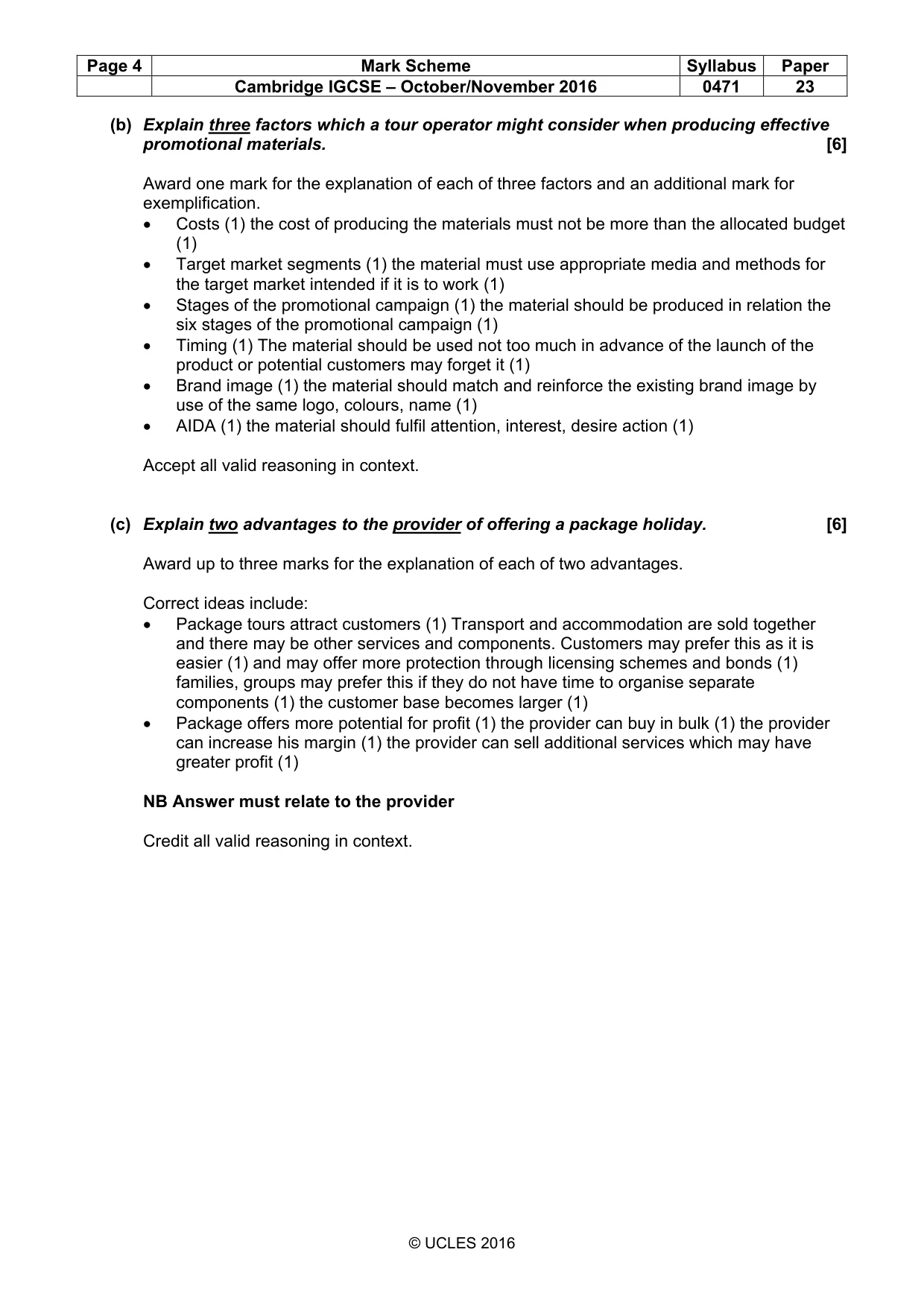 Mark scheme, page 4 of 8