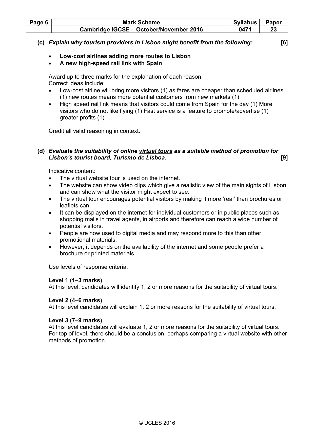 Mark scheme, page 6 of 8