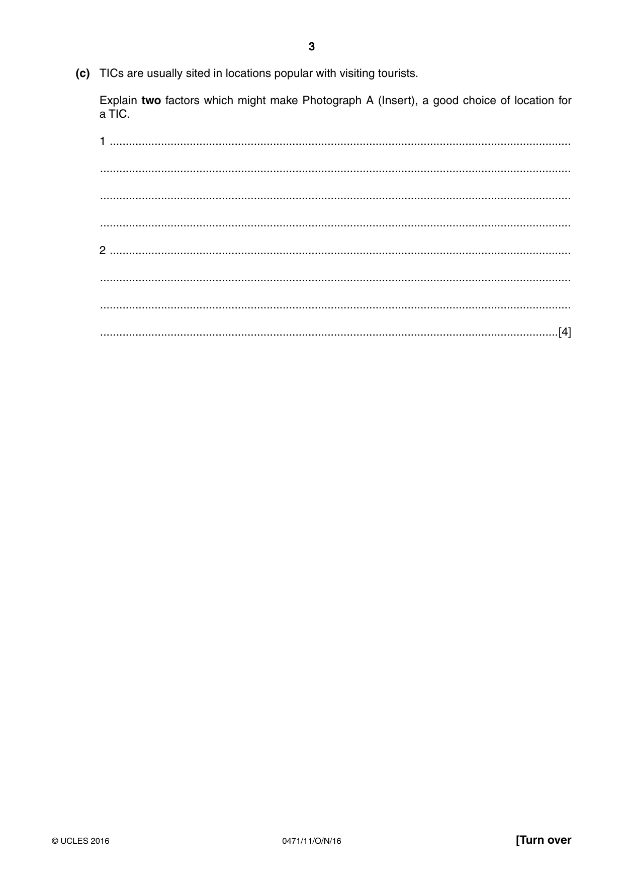 Cambridge IGCSE Travel and Tourism 0471 2016 Oct/Nov Paper 1 · Variant 1 question paper, page 3 of 16