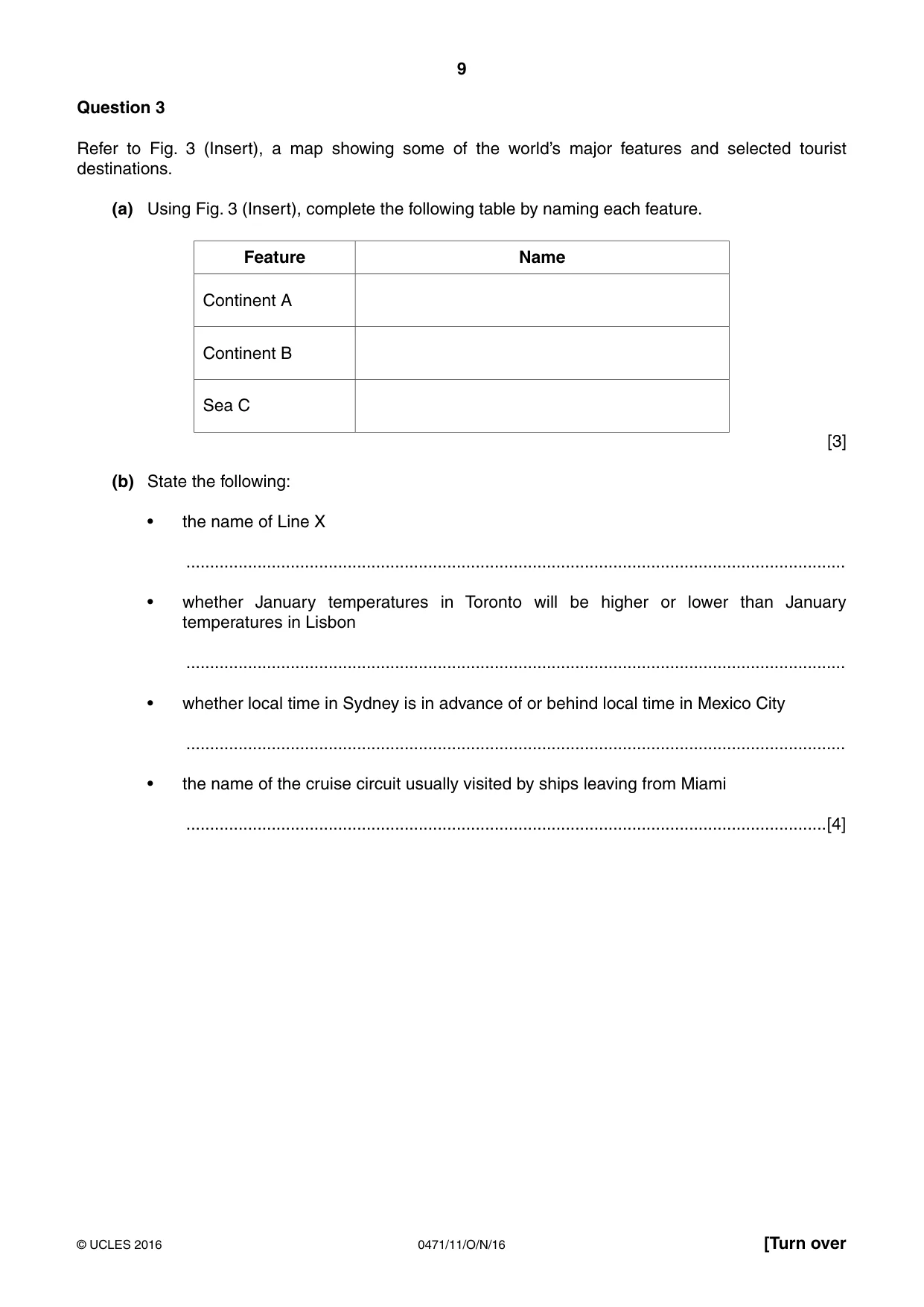 Cambridge IGCSE Travel and Tourism 0471 2016 Oct/Nov Paper 1 · Variant 1 question paper, page 9 of 16