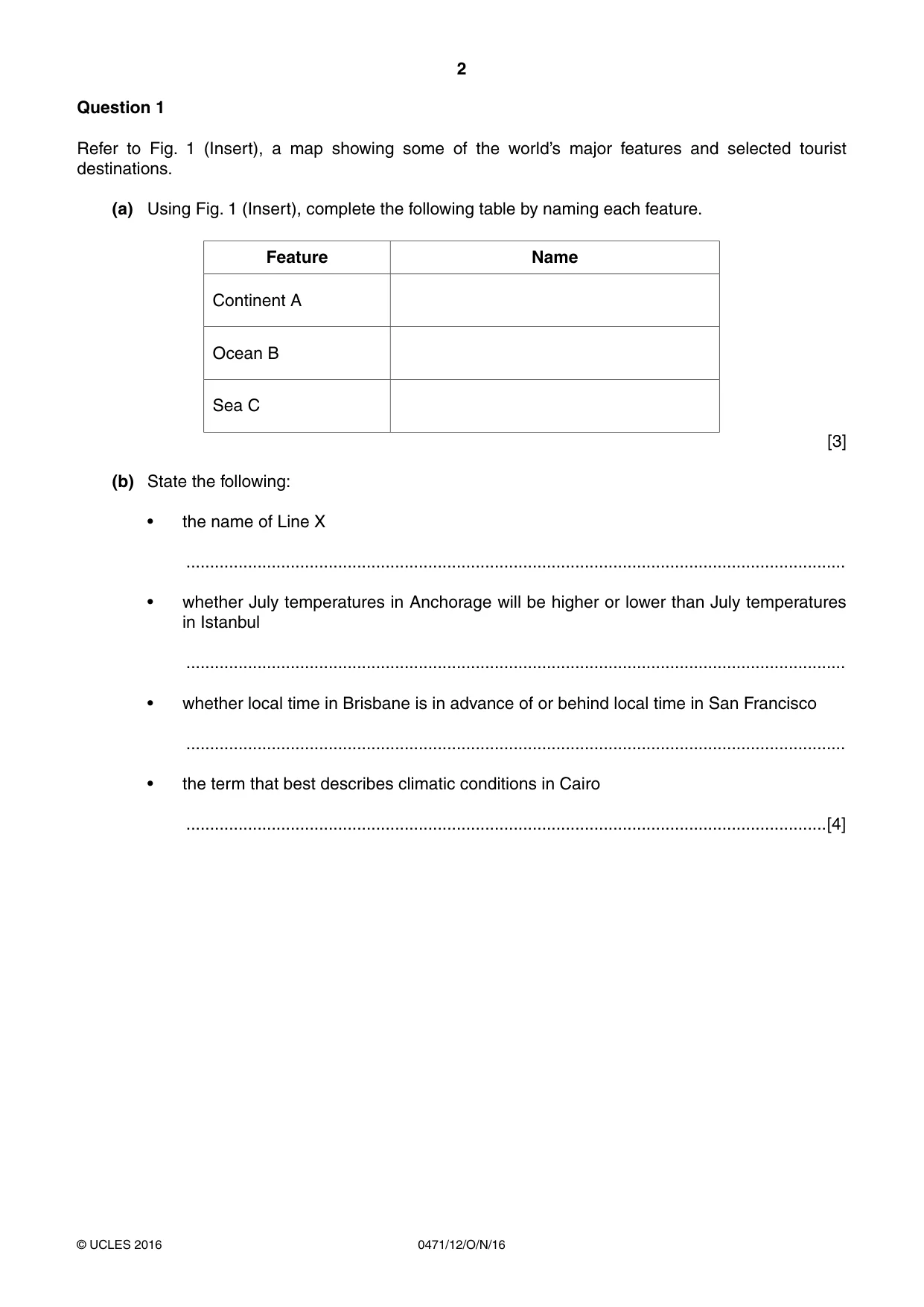 Cambridge IGCSE Travel and Tourism 0471 2016 Oct/Nov Paper 1 · Variant 2 question paper, page 2 of 16