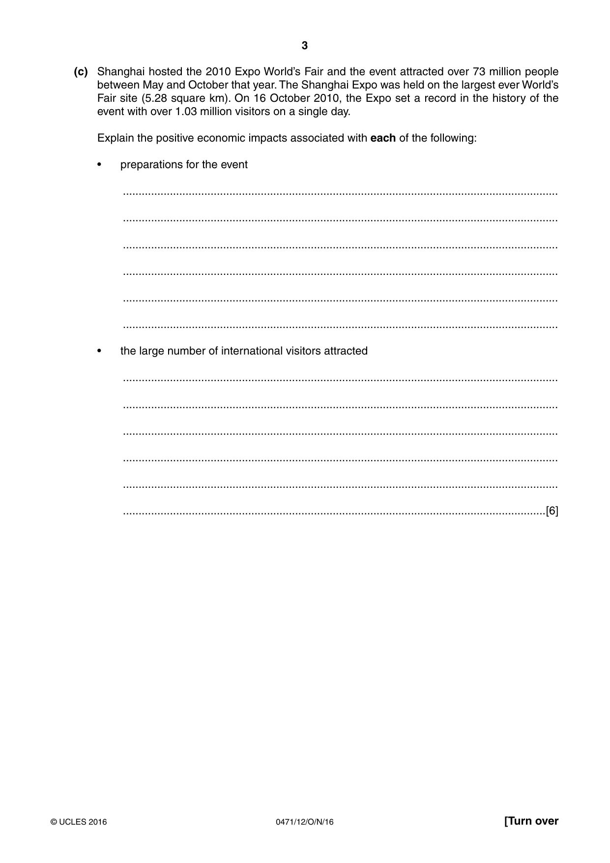 Cambridge IGCSE Travel and Tourism 0471 2016 Oct/Nov Paper 1 · Variant 2 question paper, page 3 of 16