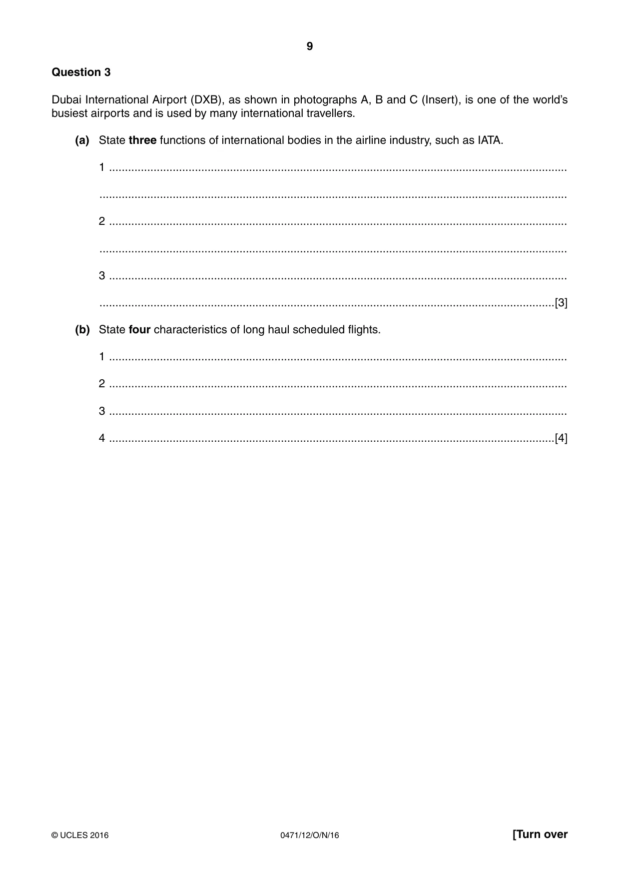 Cambridge IGCSE Travel and Tourism 0471 2016 Oct/Nov Paper 1 · Variant 2 question paper, page 9 of 16