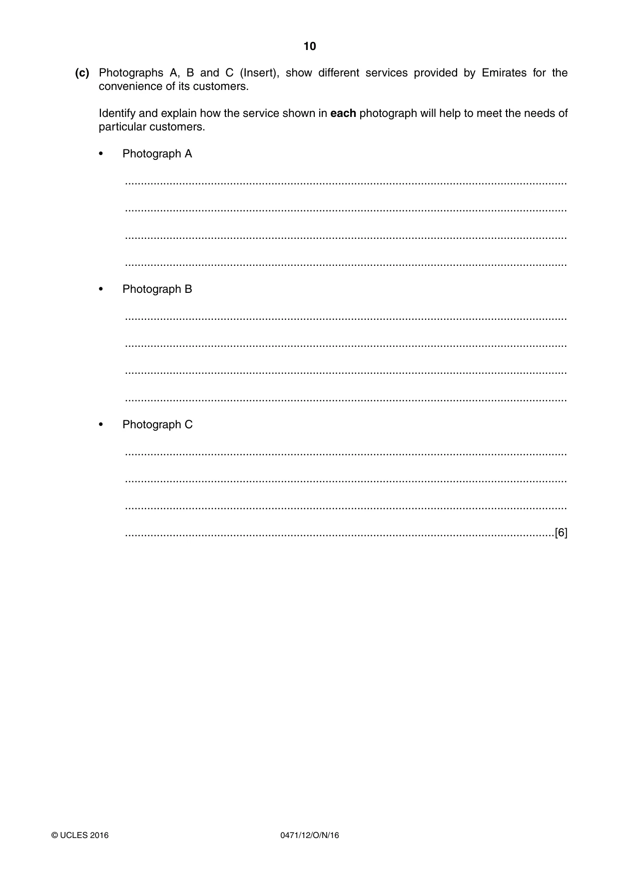 Cambridge IGCSE Travel and Tourism 0471 2016 Oct/Nov Paper 1 · Variant 2 question paper, page 10 of 16