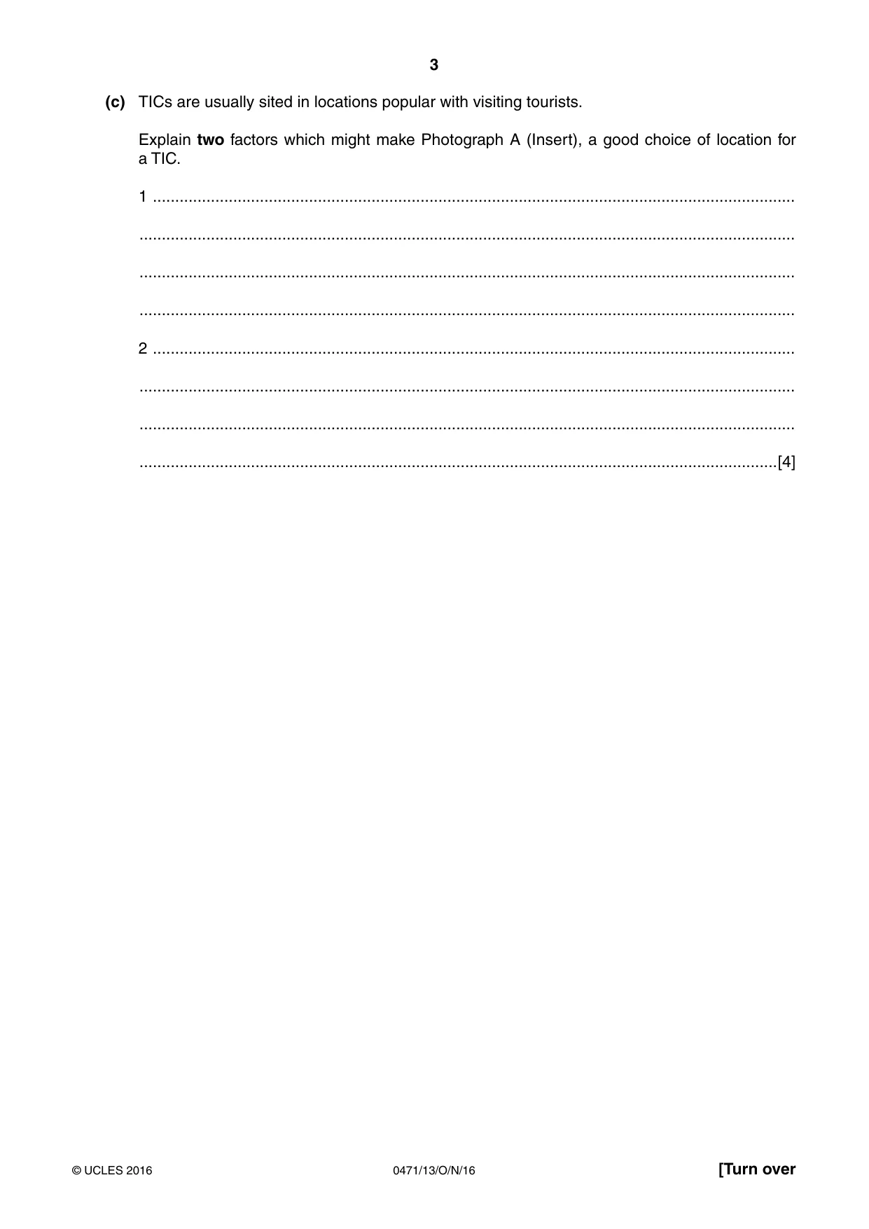 Cambridge IGCSE Travel and Tourism 0471 2016 Oct/Nov Paper 1 · Variant 3 question paper, page 3 of 16