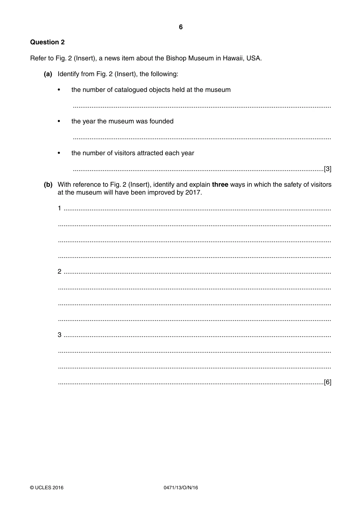 Cambridge IGCSE Travel and Tourism 0471 2016 Oct/Nov Paper 1 · Variant 3 question paper, page 6 of 16