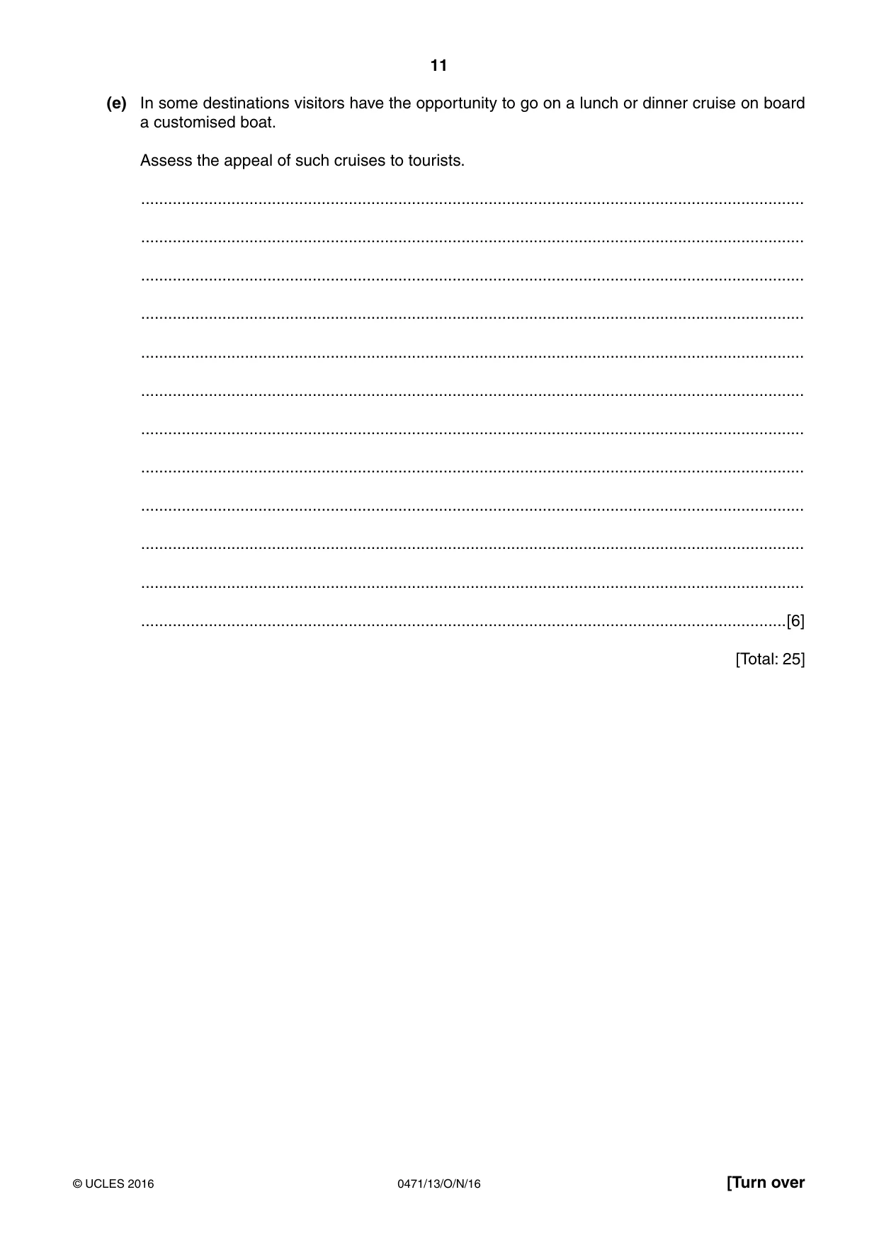 Cambridge IGCSE Travel and Tourism 0471 2016 Oct/Nov Paper 1 · Variant 3 question paper, page 11 of 16