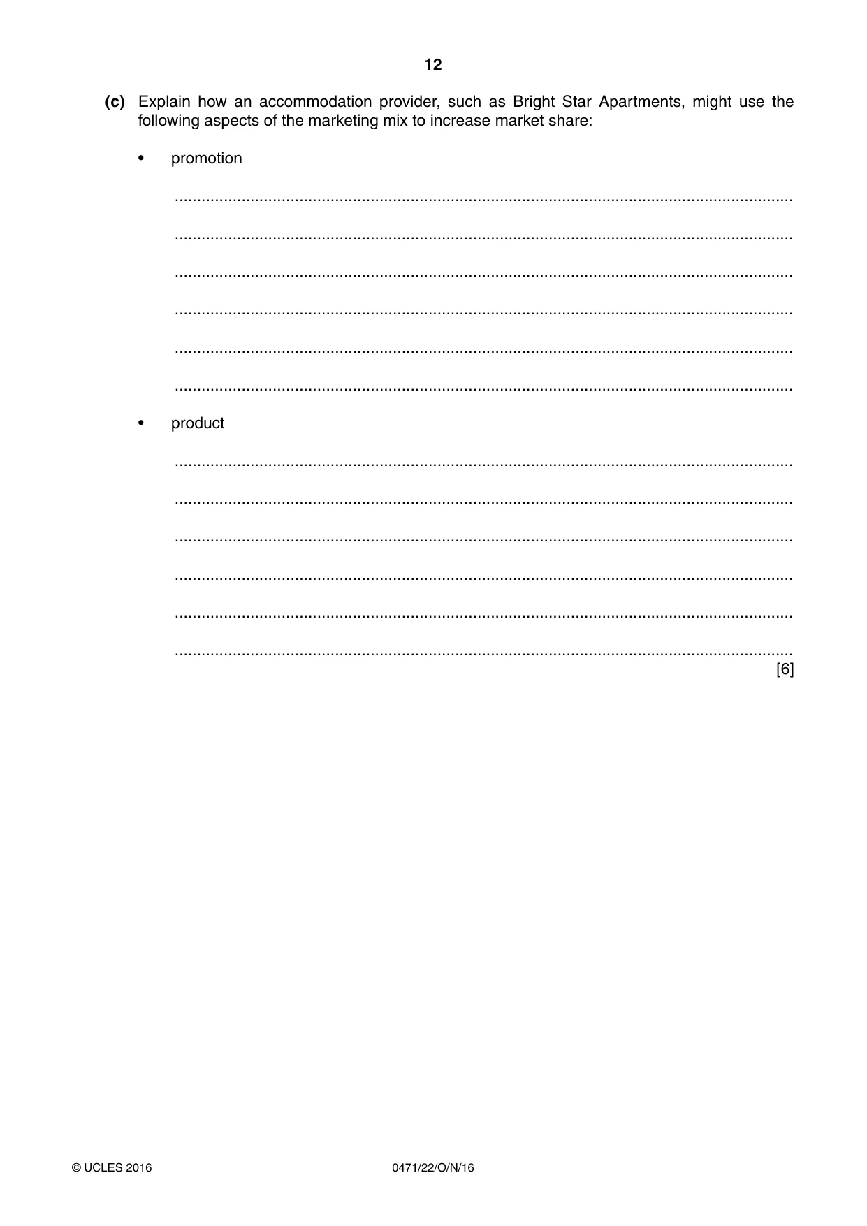 Cambridge IGCSE Travel and Tourism 0471 2016 Oct/Nov Paper 2 · Variant 2 question paper, page 12 of 16