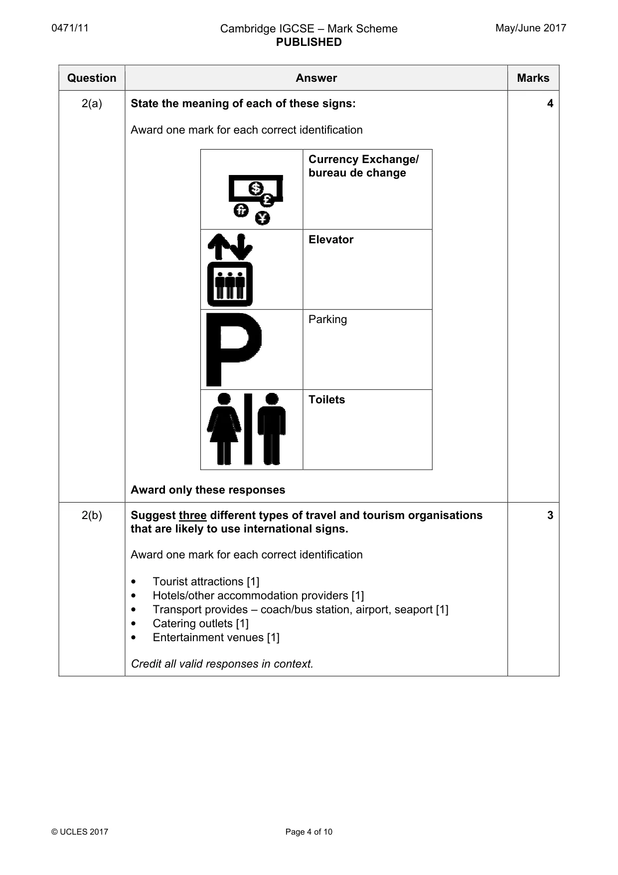 Mark scheme, page 4 of 10