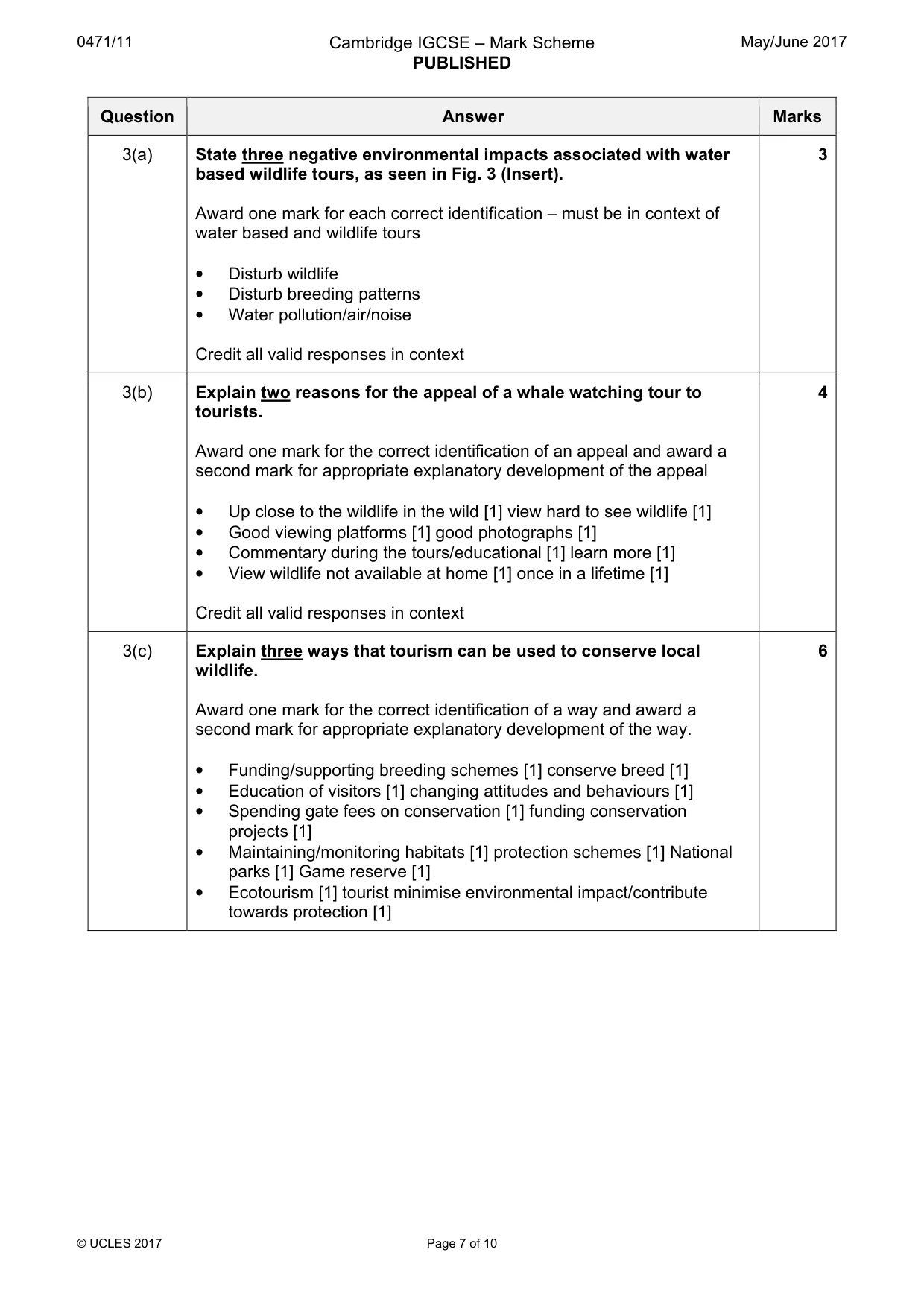 Mark scheme, page 7 of 10