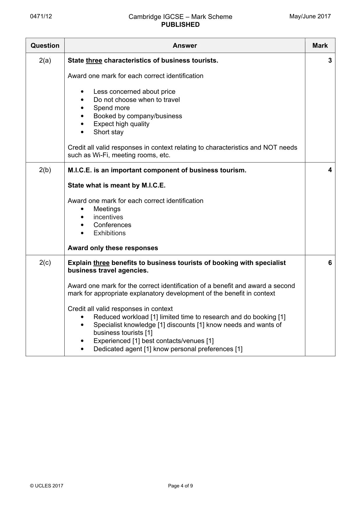 Mark scheme, page 4 of 9