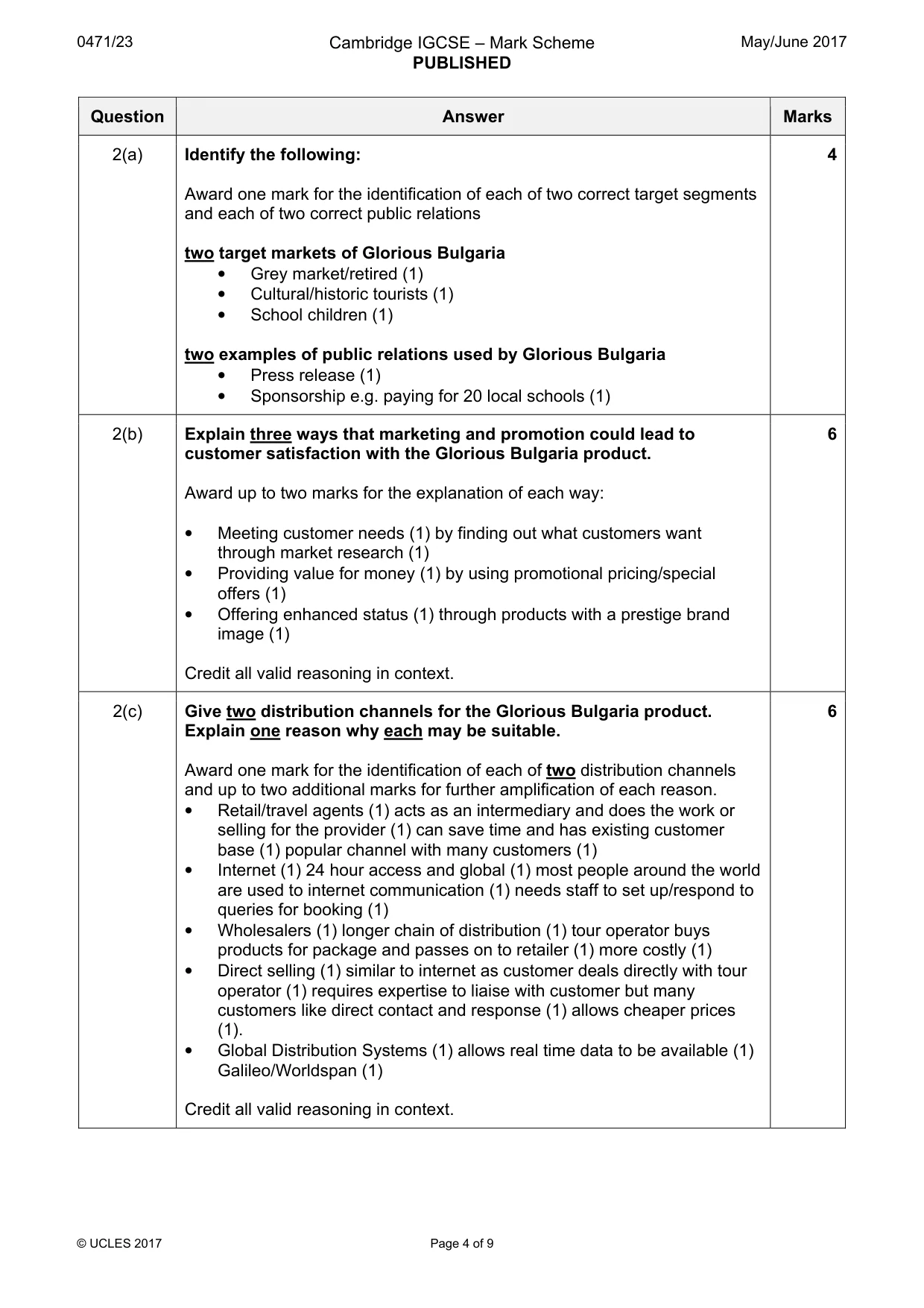 Mark scheme, page 4 of 9