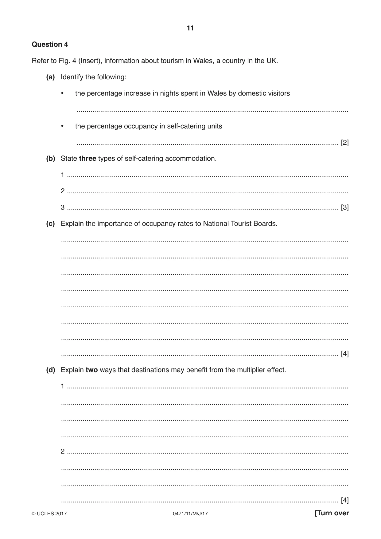 Cambridge IGCSE Travel and Tourism 0471 2017 May/June Paper 1 · Variant 1 question paper, page 11 of 12