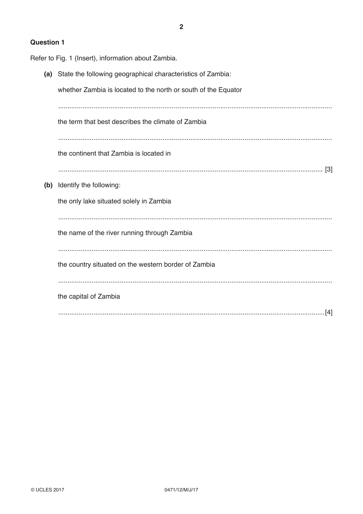 Cambridge IGCSE Travel and Tourism 0471 2017 May/June Paper 1 · Variant 2 question paper, page 2 of 12
