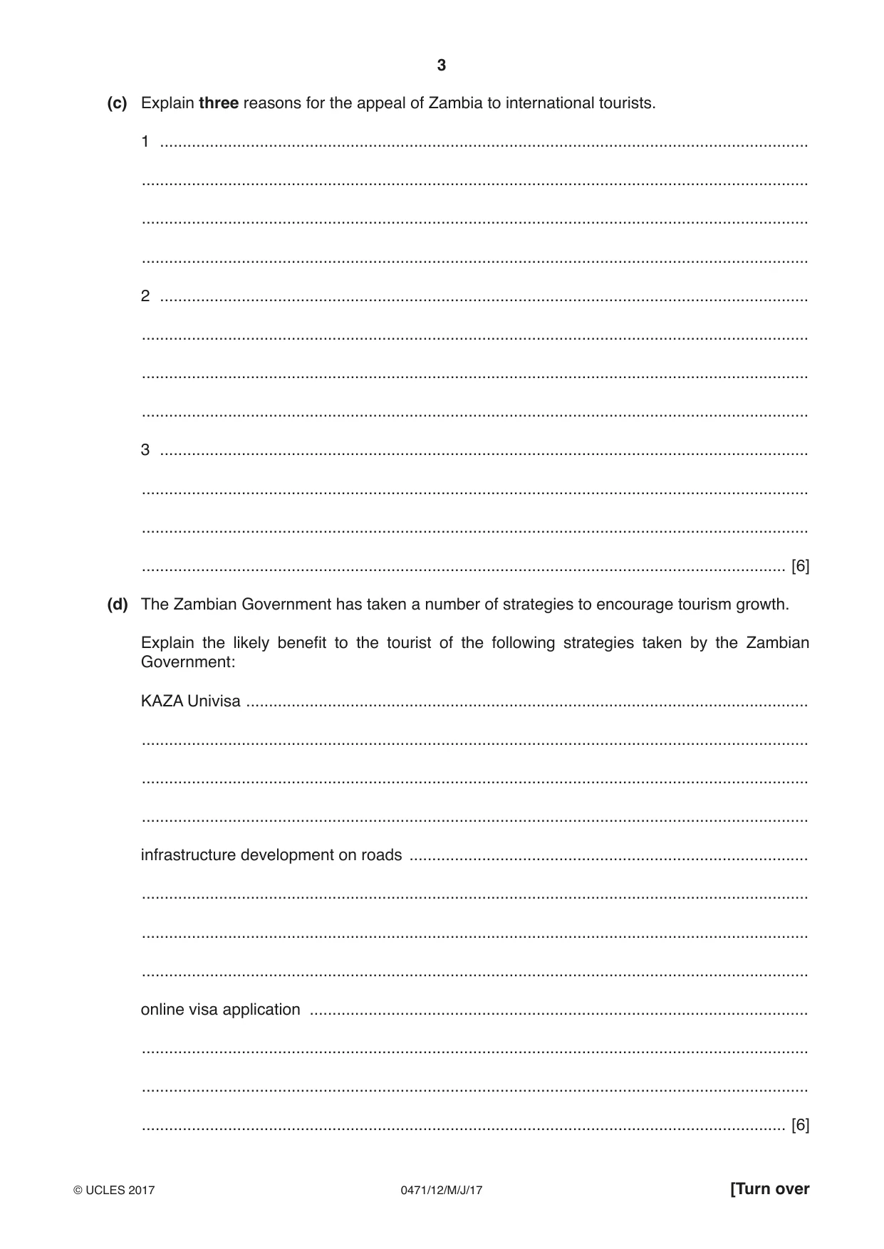 Cambridge IGCSE Travel and Tourism 0471 2017 May/June Paper 1 · Variant 2 question paper, page 3 of 12