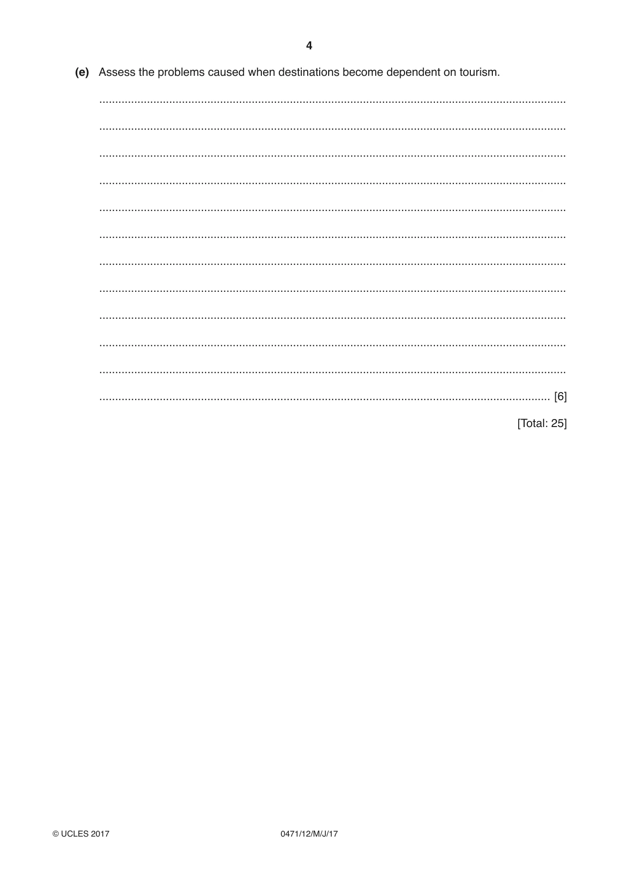 Cambridge IGCSE Travel and Tourism 0471 2017 May/June Paper 1 · Variant 2 question paper, page 4 of 12
