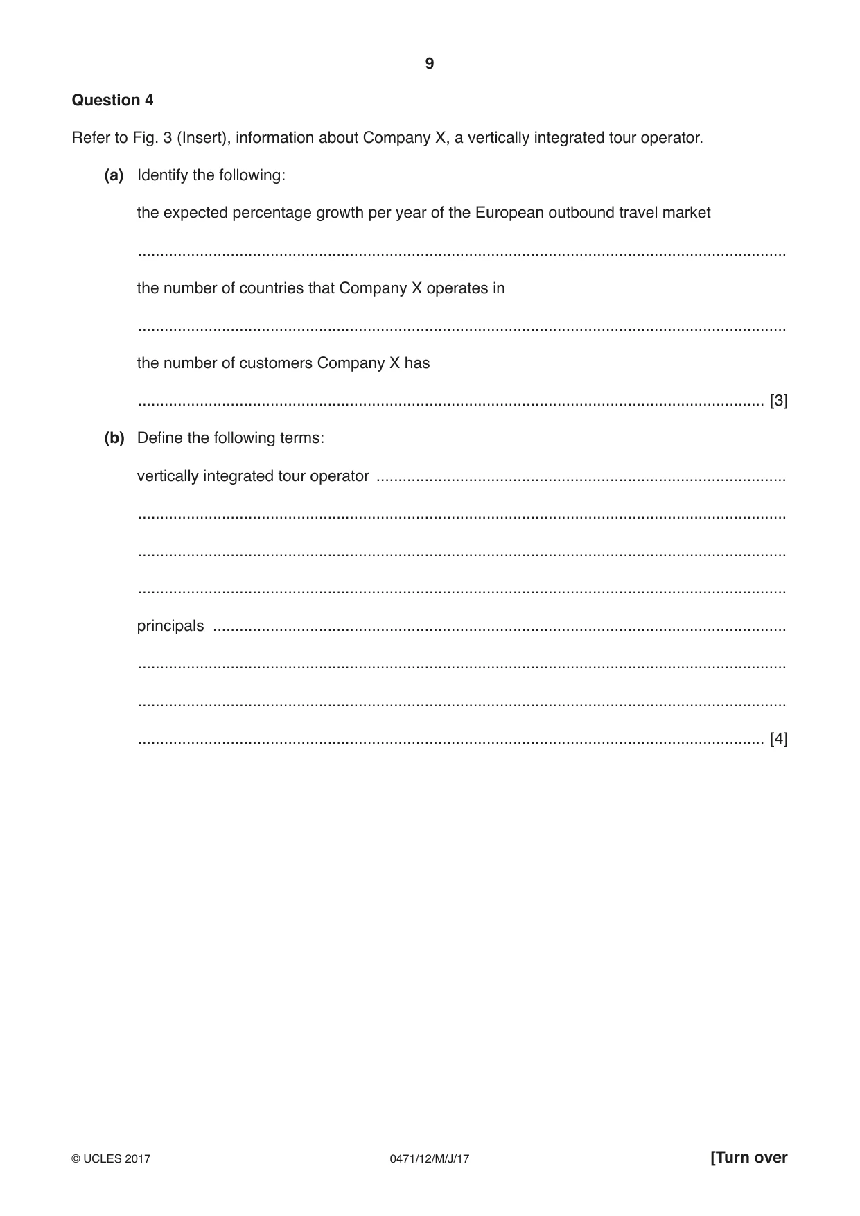 Cambridge IGCSE Travel and Tourism 0471 2017 May/June Paper 1 · Variant 2 question paper, page 9 of 12
