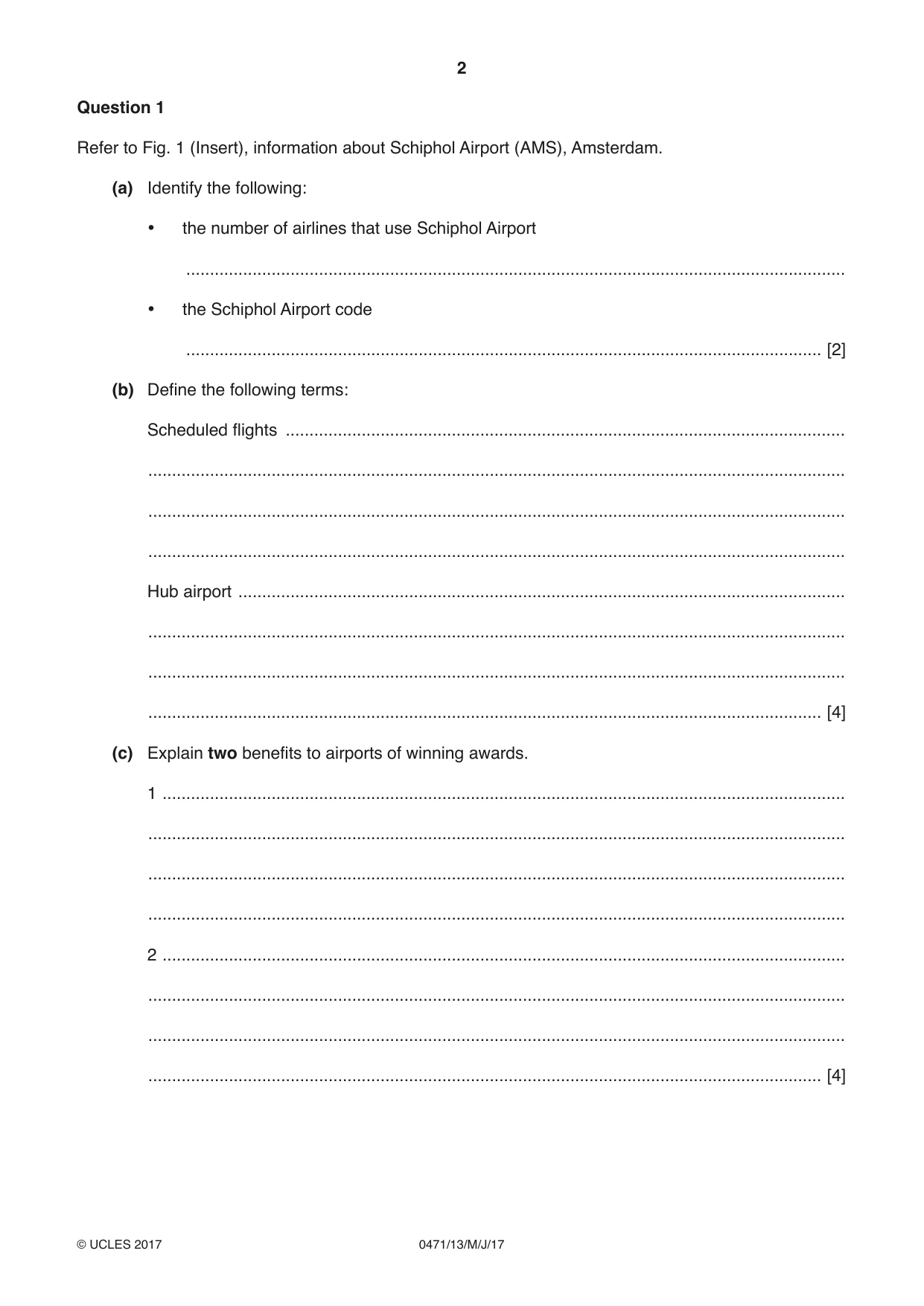 Cambridge IGCSE Travel and Tourism 0471 2017 May/June Paper 1 · Variant 3 question paper, page 2 of 12