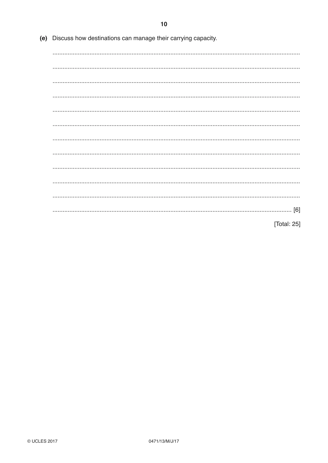 Cambridge IGCSE Travel and Tourism 0471 2017 May/June Paper 1 · Variant 3 question paper, page 10 of 12