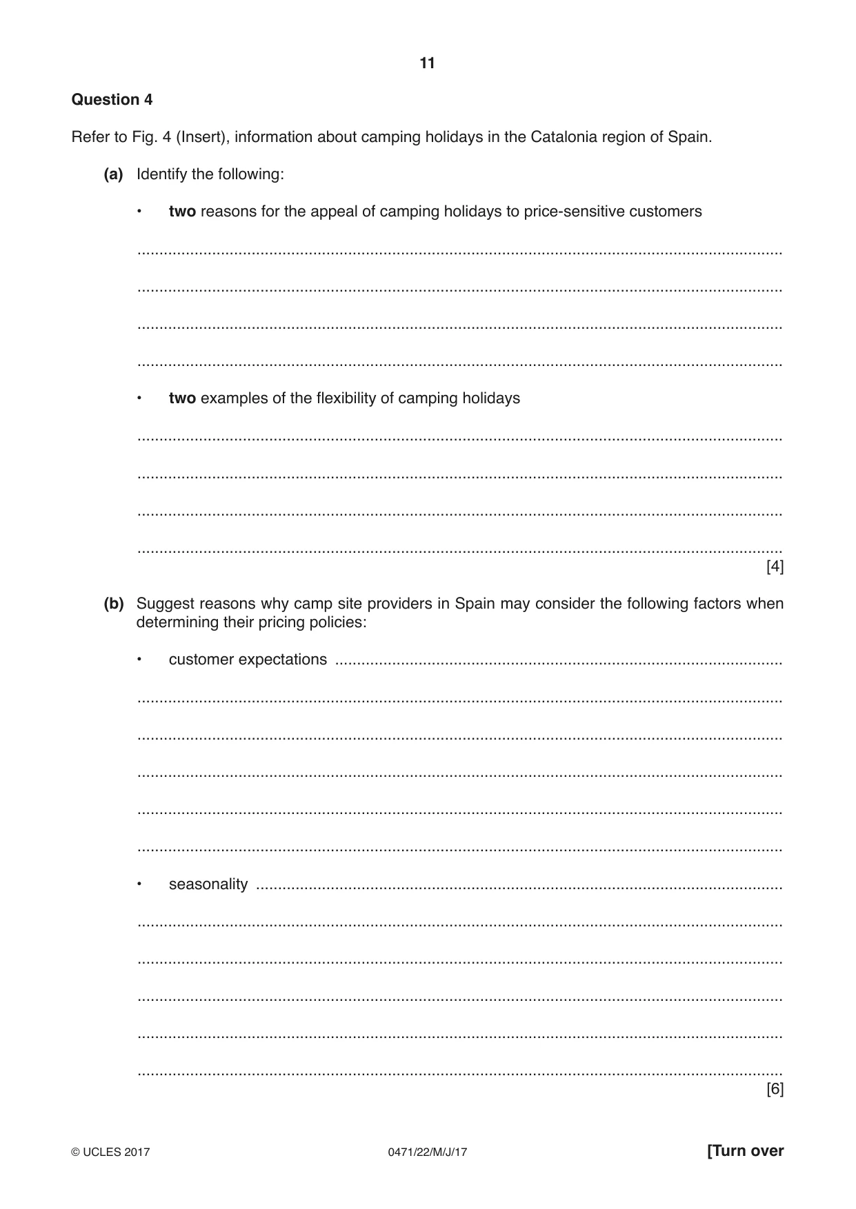 Cambridge IGCSE Travel and Tourism 0471 2017 May/June Paper 2 · Variant 2 question paper, page 11 of 16