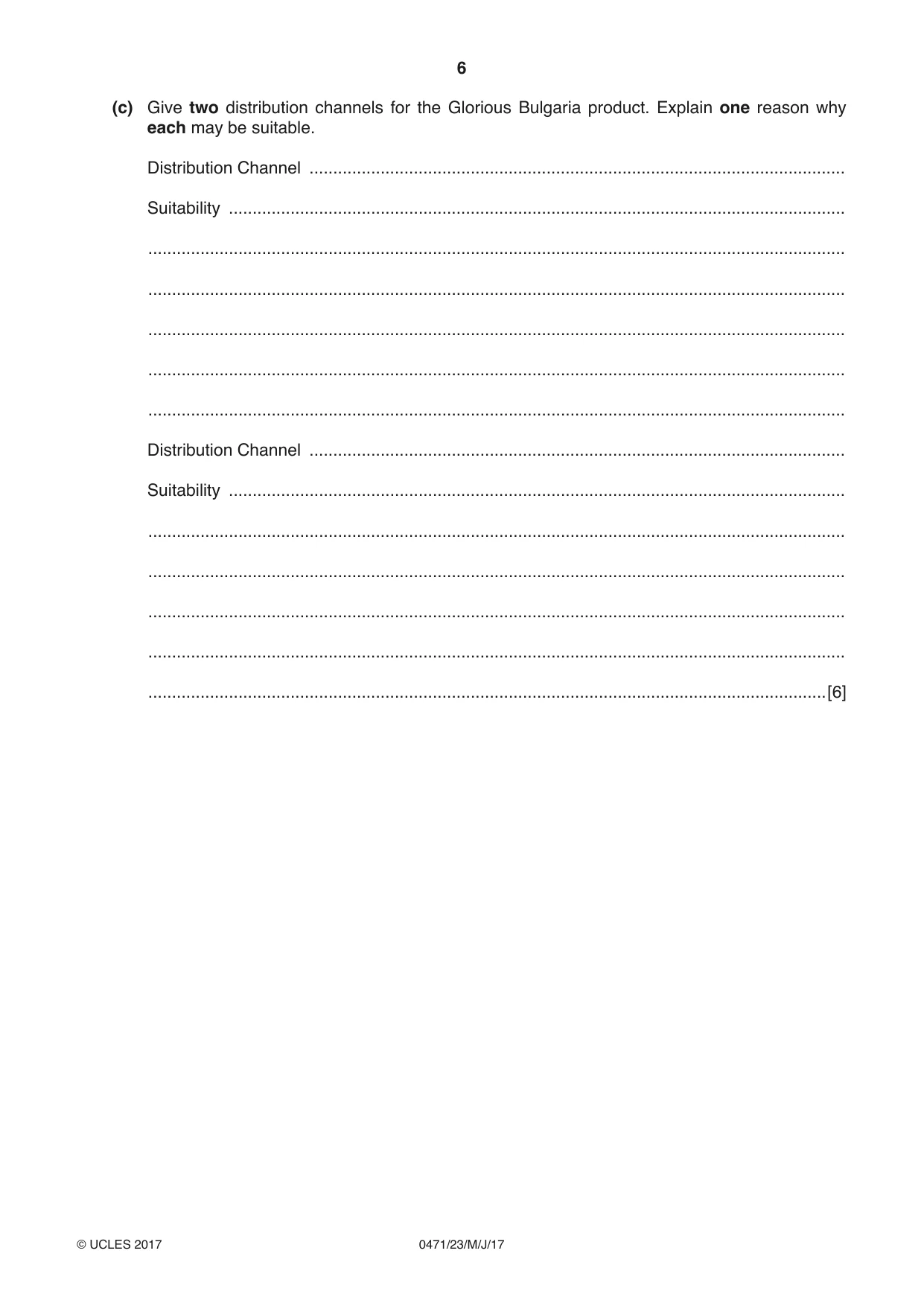 Cambridge IGCSE Travel and Tourism 0471 2017 May/June Paper 2 · Variant 3 question paper, page 6 of 16
