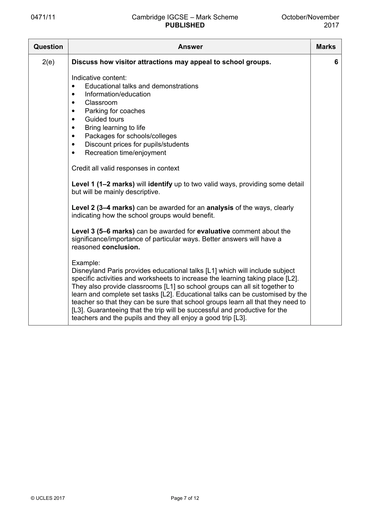Mark scheme, page 7 of 12