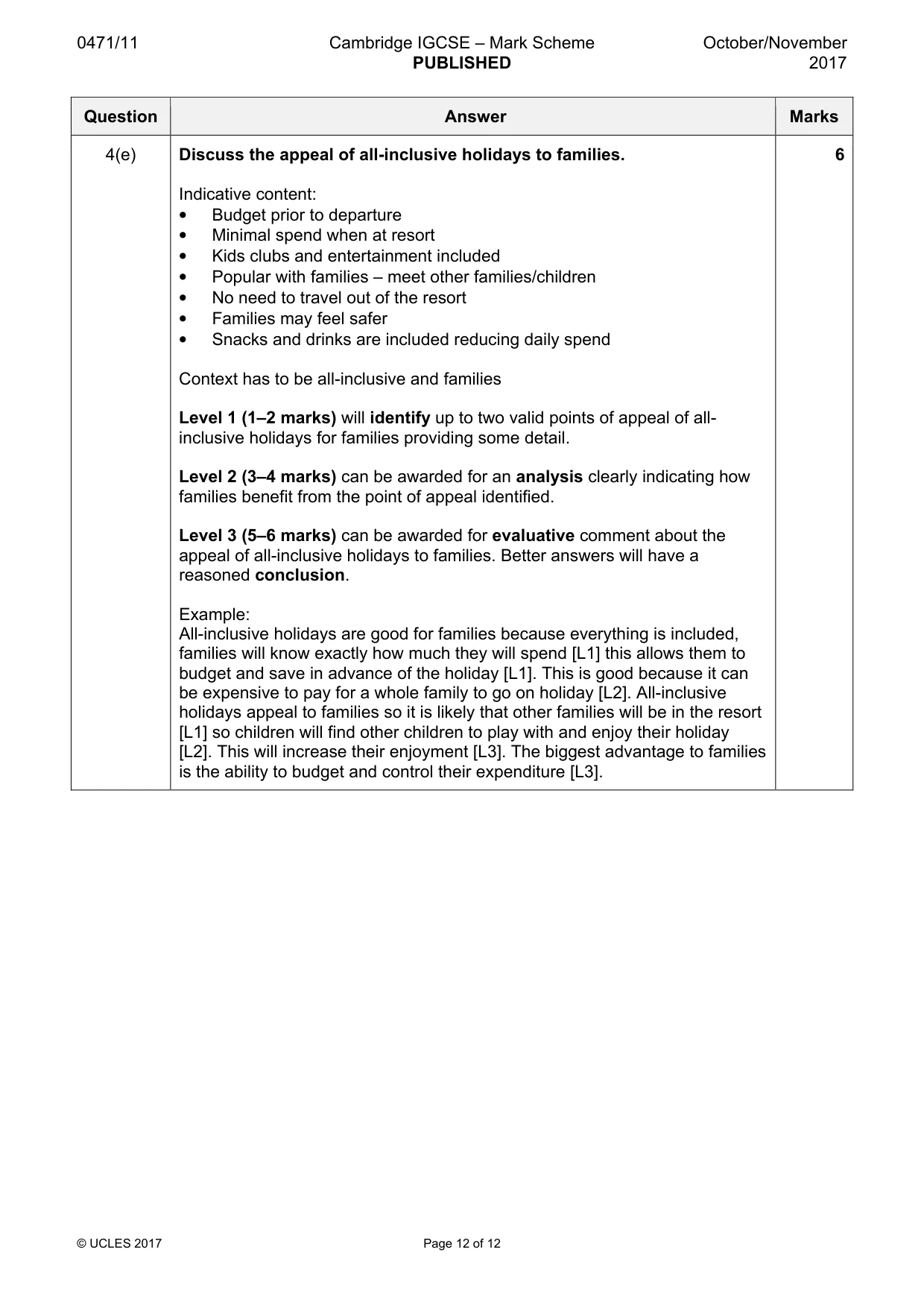 Mark scheme, page 12 of 12