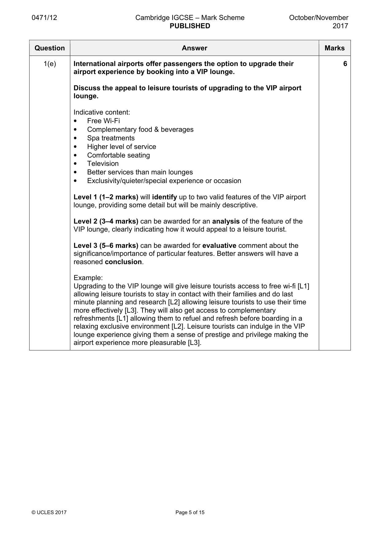 Mark scheme, page 5 of 15