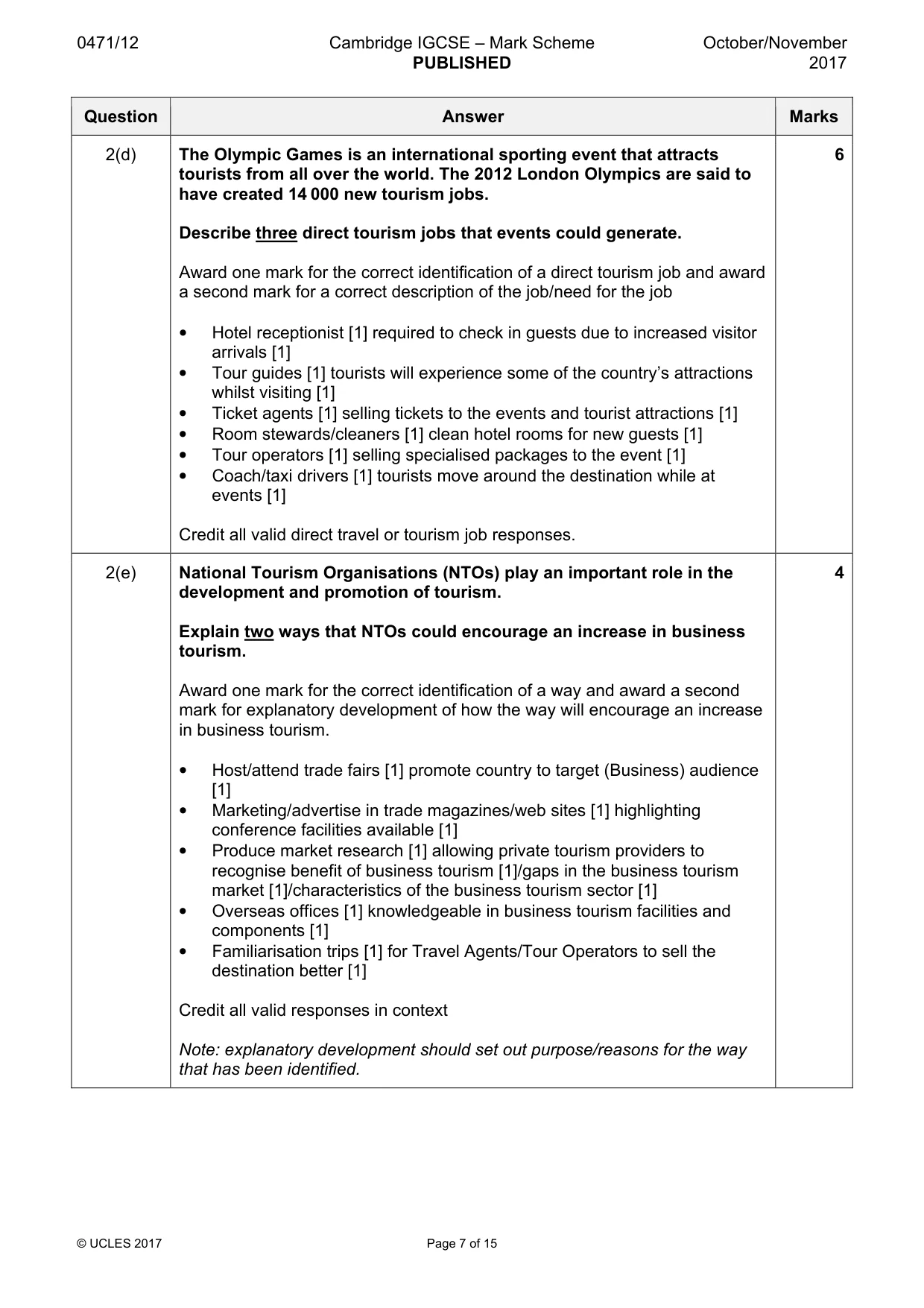 Mark scheme, page 7 of 15