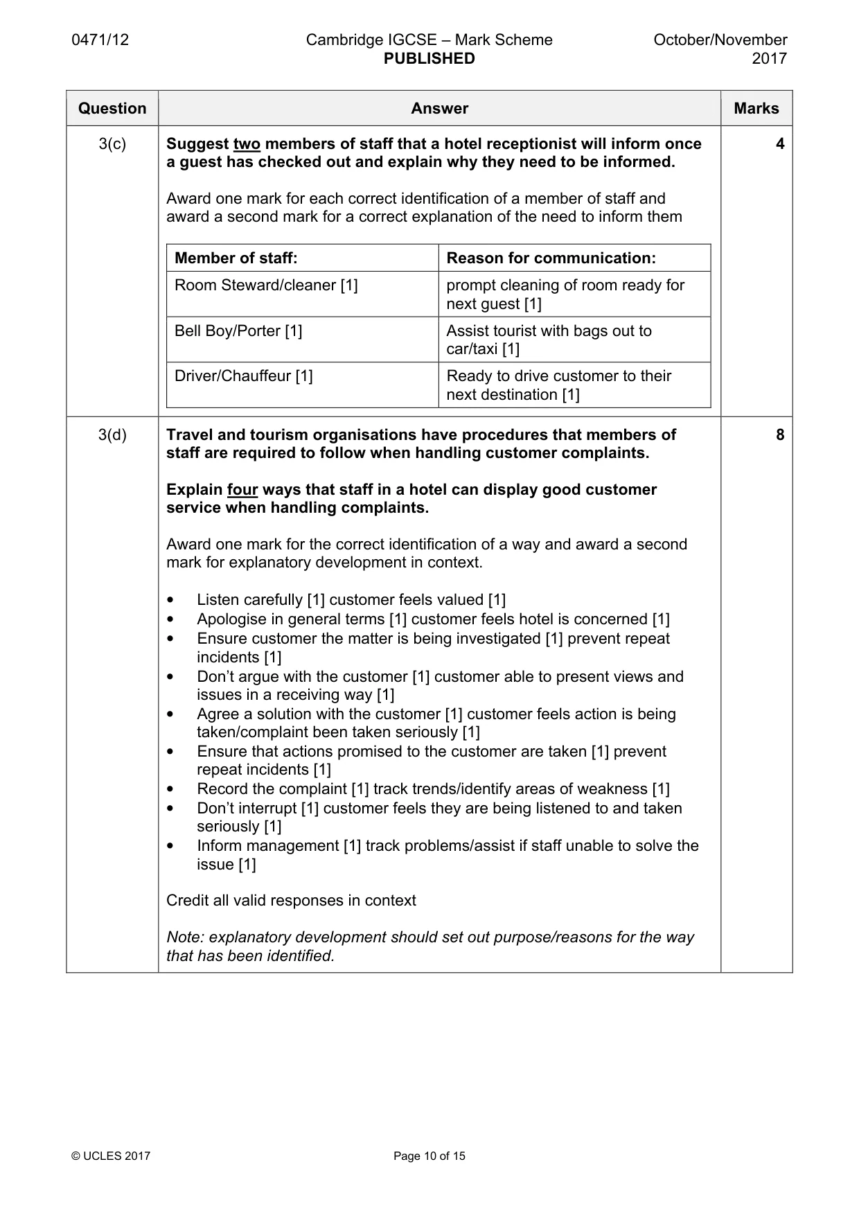 Mark scheme, page 10 of 15