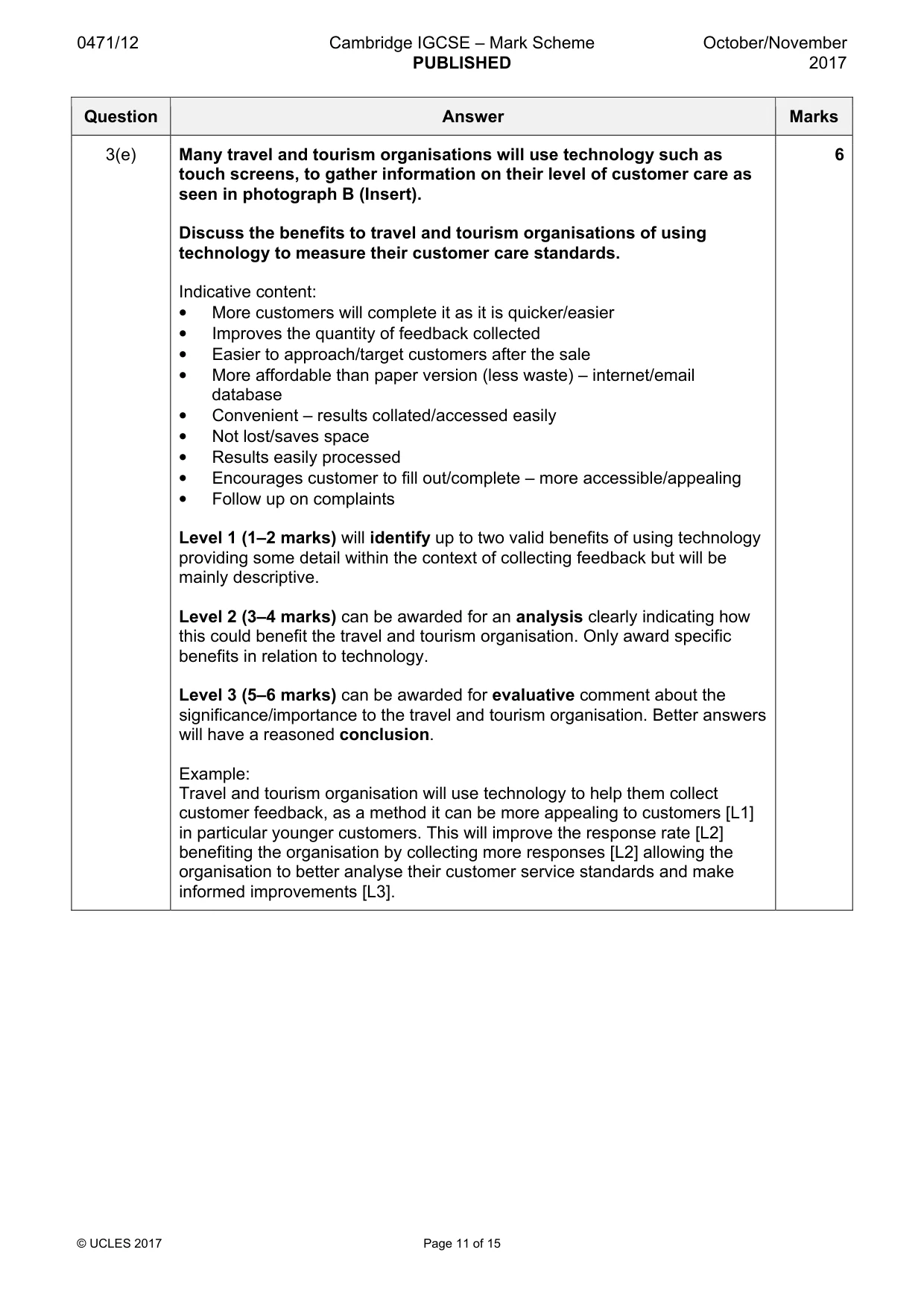 Mark scheme, page 11 of 15