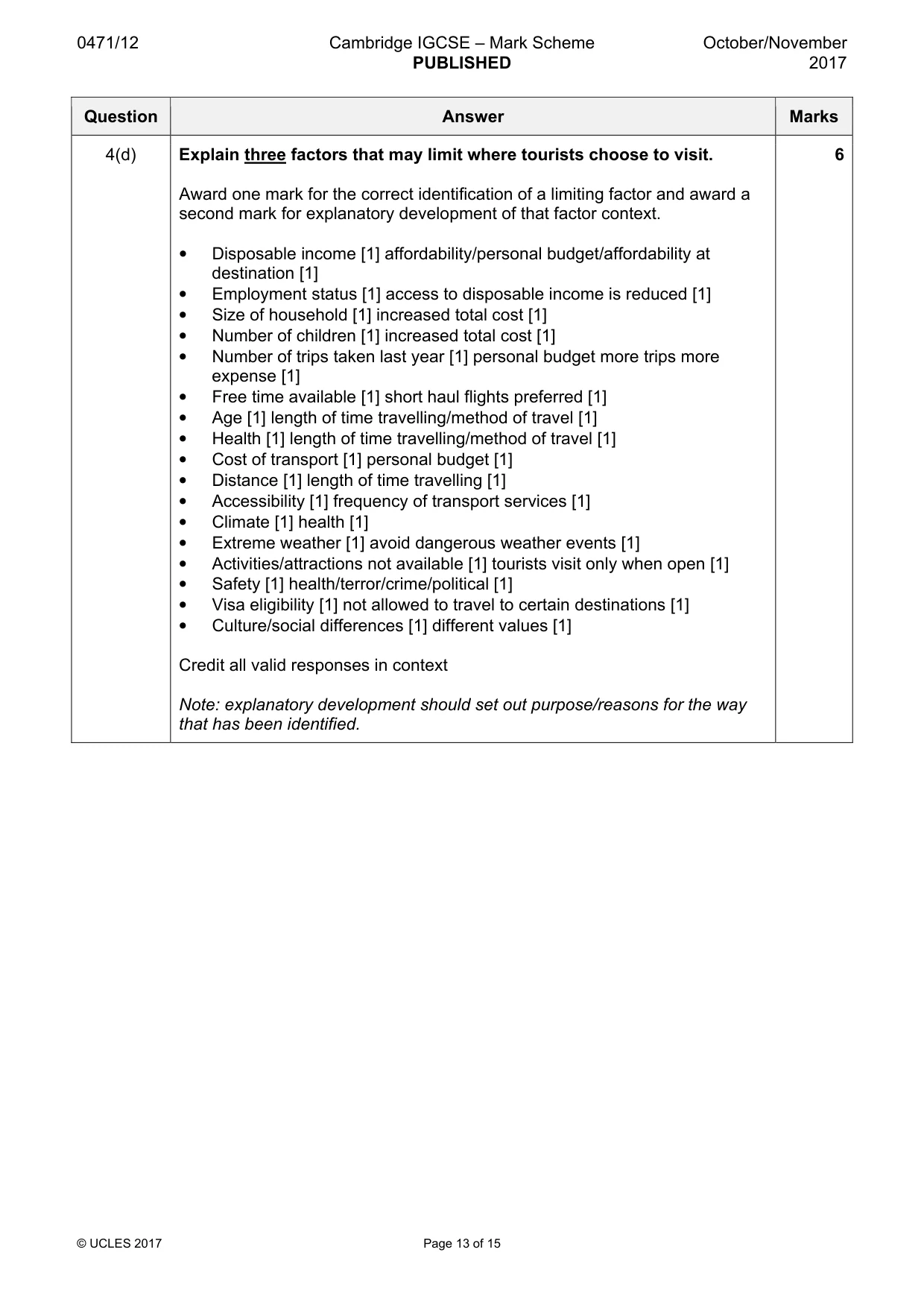 Mark scheme, page 13 of 15