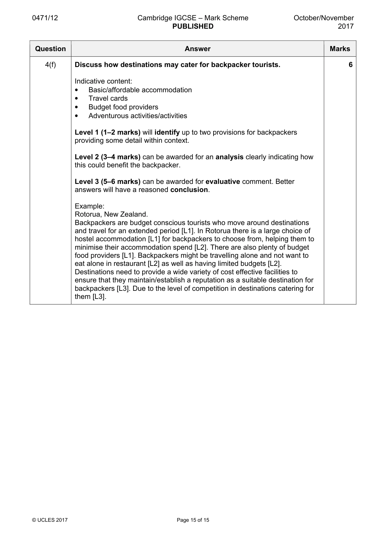 Mark scheme, page 15 of 15