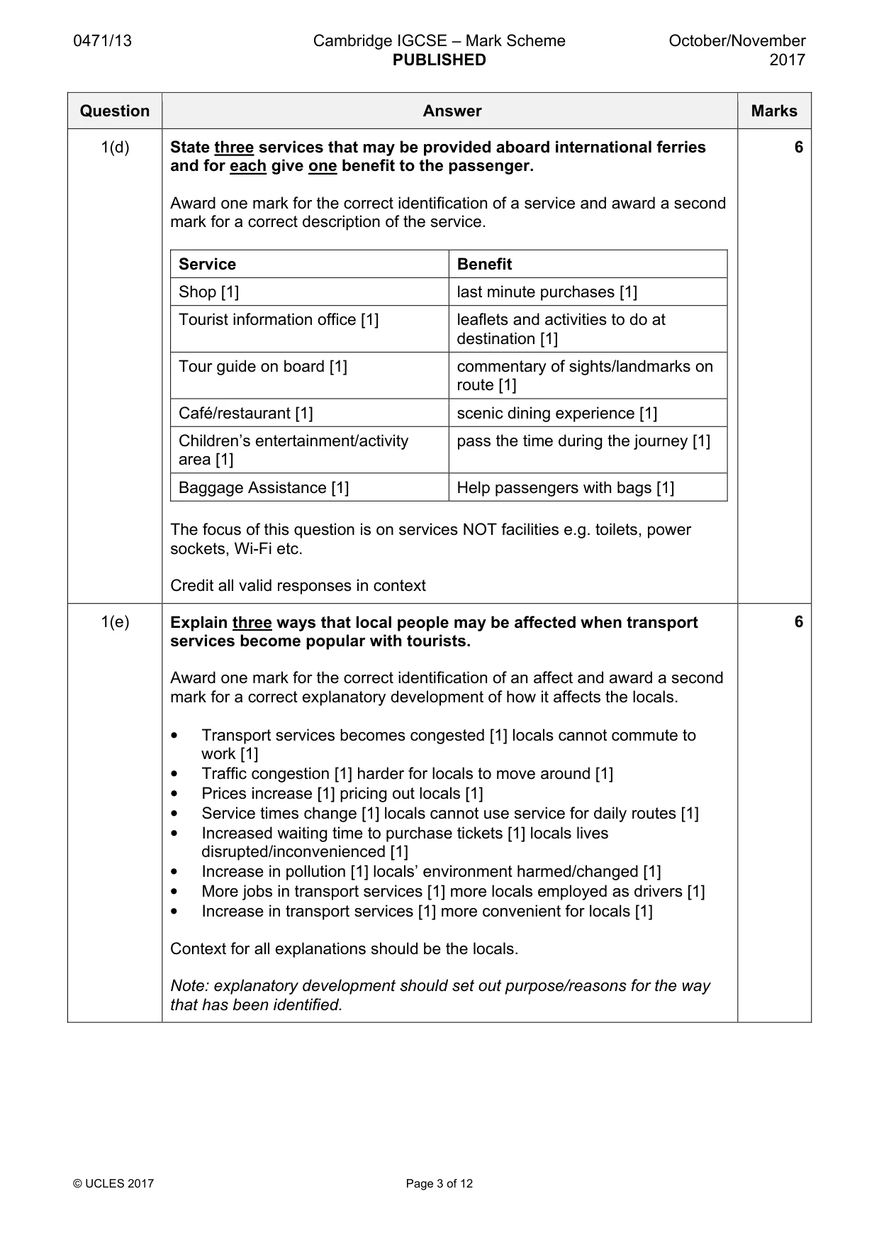 Mark scheme, page 3 of 12