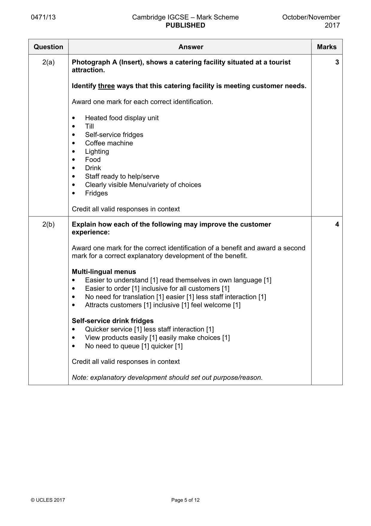 Mark scheme, page 5 of 12