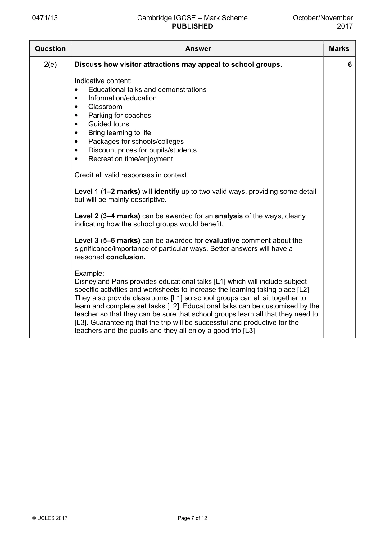 Mark scheme, page 7 of 12
