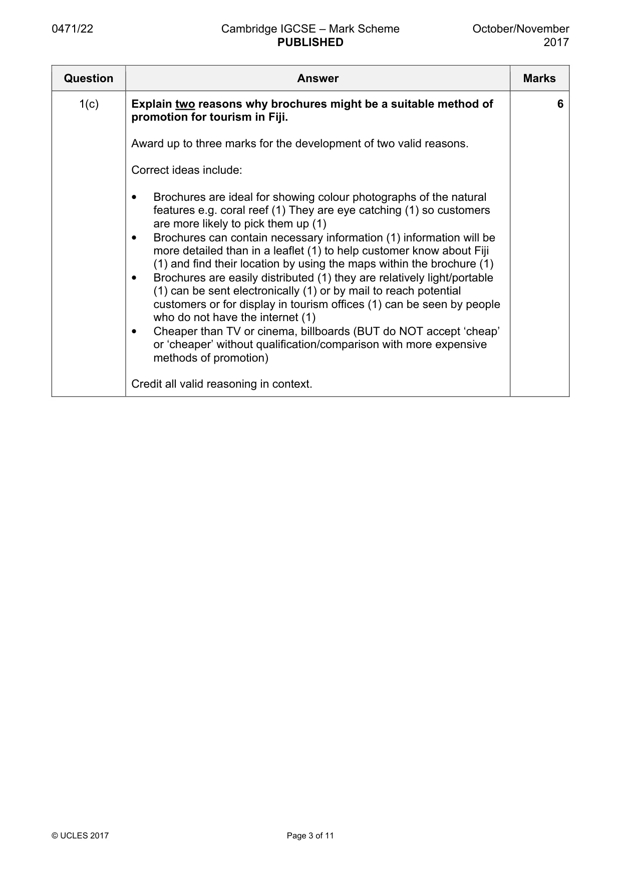 Mark scheme, page 3 of 11