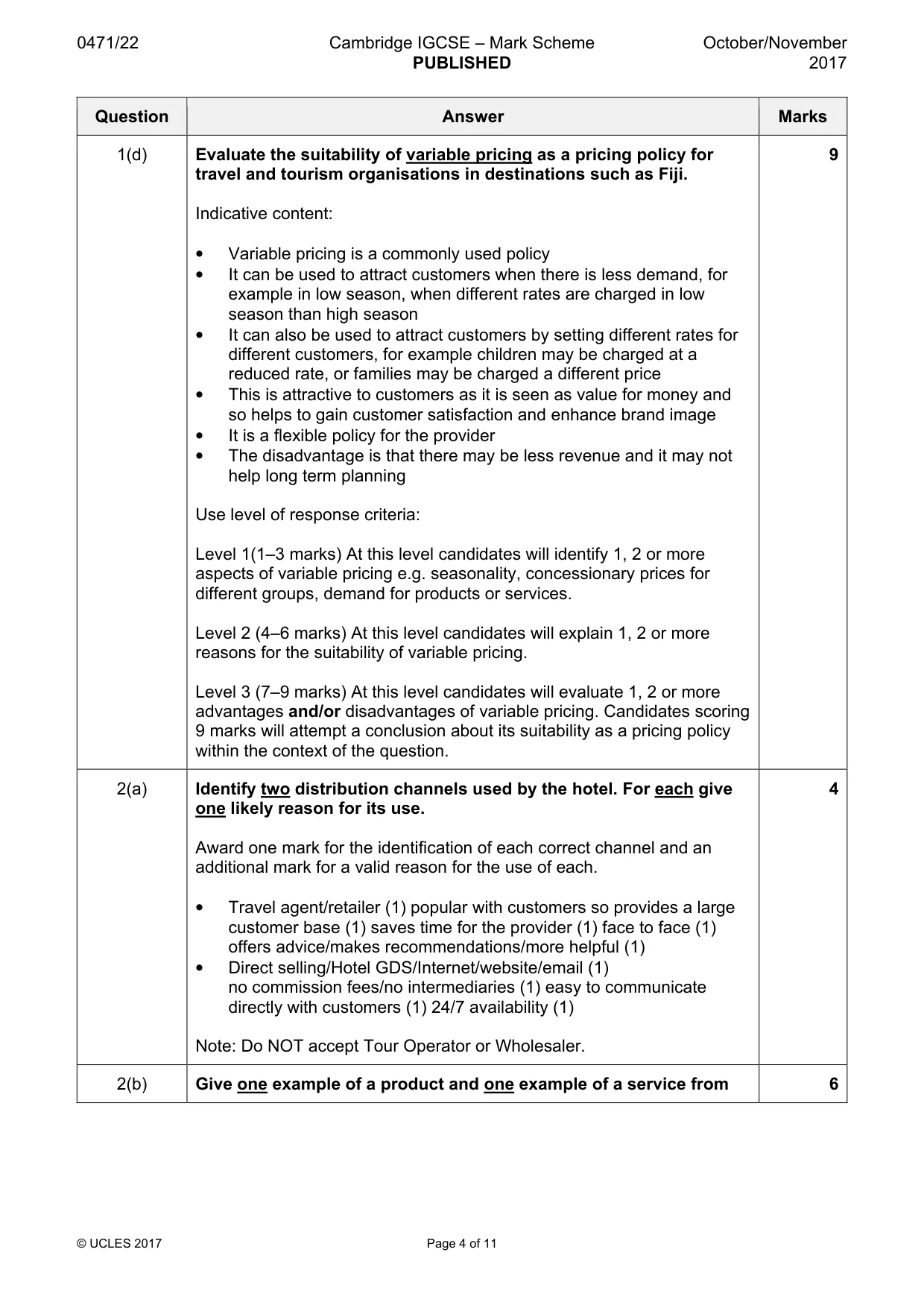 Mark scheme, page 4 of 11