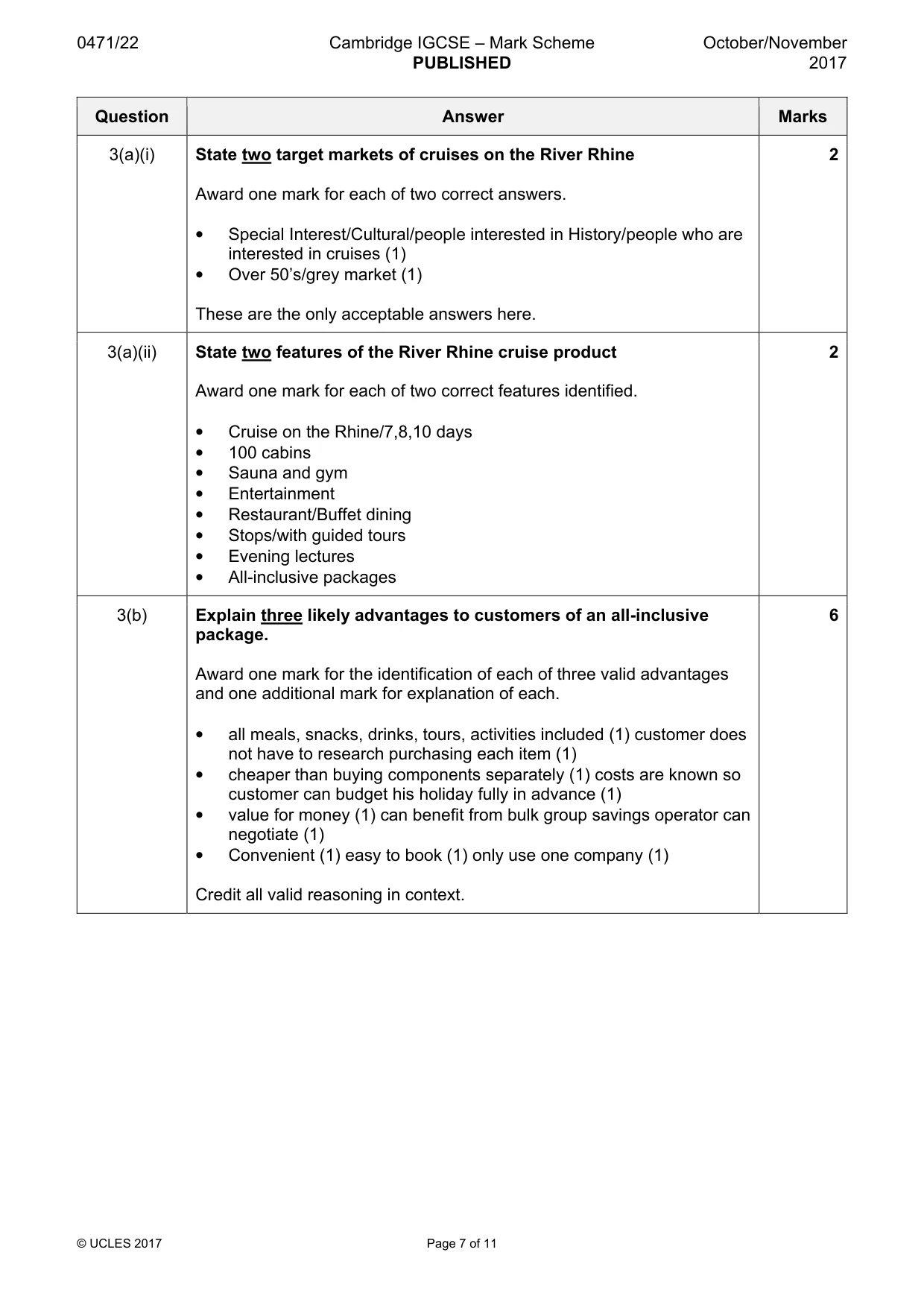 Mark scheme, page 7 of 11